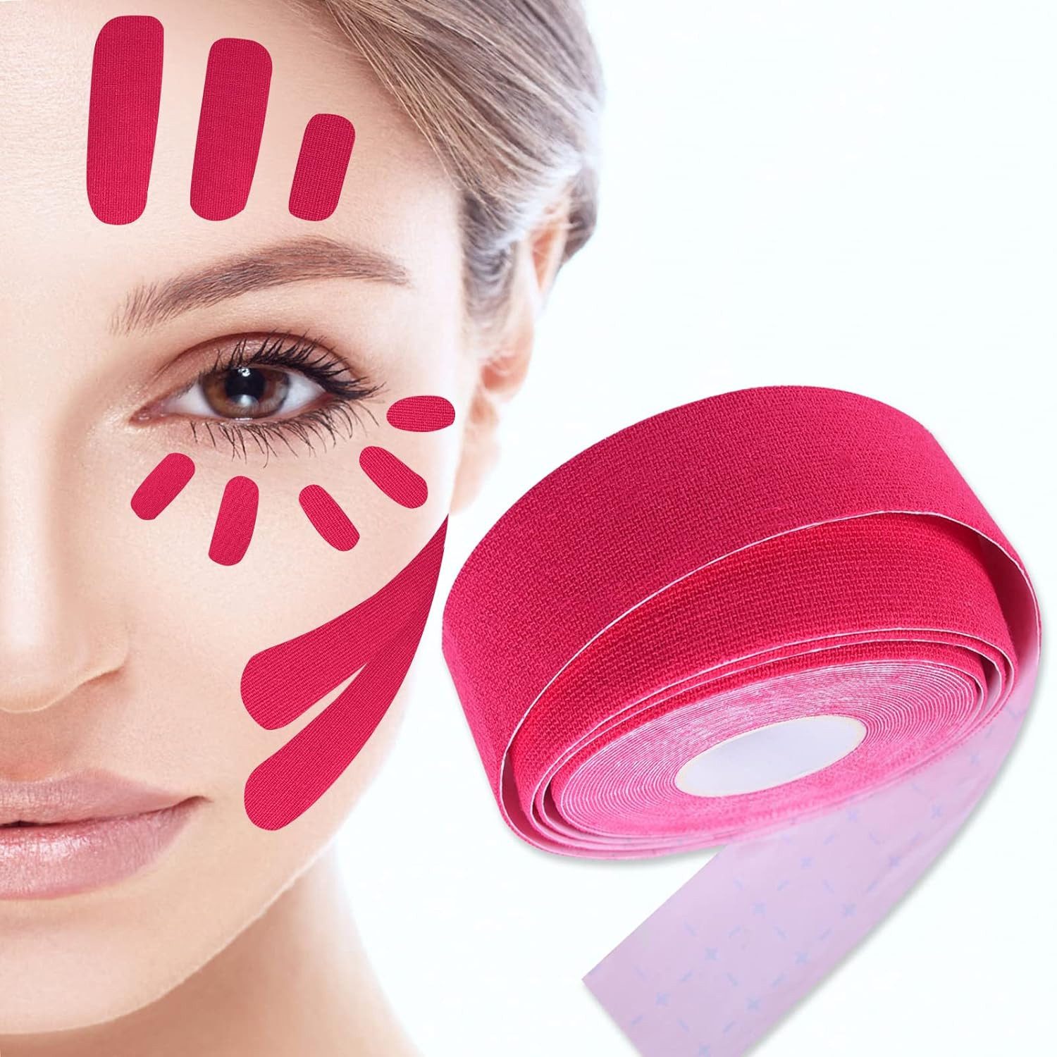 Jioson Gesichtspflege 2.5cm×5m Multifunktional Face Tape, Anti Wrinkle Plasters Gesichtsstraffungsband, Gesichtslifting-Bandage, Gesicht Lift Aufkleber, 1-tlg., Facial Patches Smoothies für Stirn Zornesfalte Auge Nasenlinien