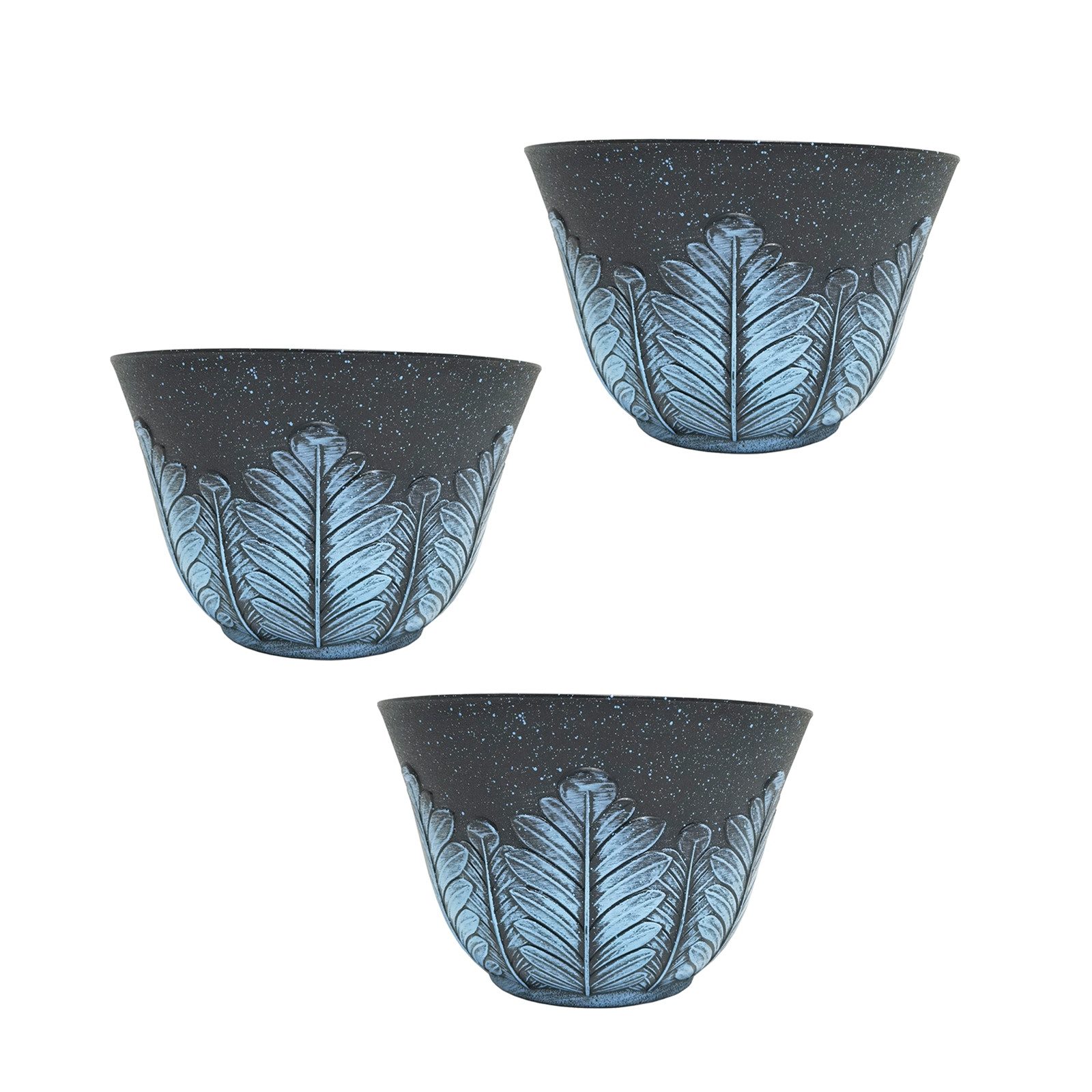 HTI-Living Blumentopf Blumentopf Nessa Feder Blau 3er-Set (Set, 3 St., 3 Übertöpfe), Übertopf Kunststoff