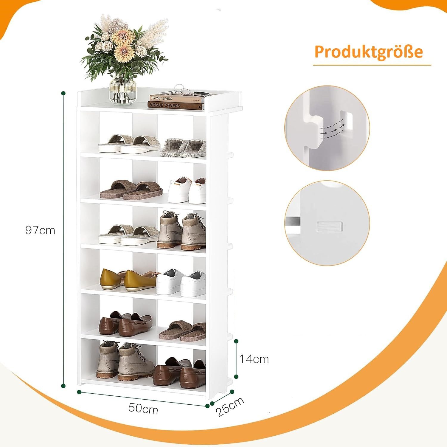 OUNUO Schuhregal 5 / 7 fächer Schuhregal, platzsparend günstig online kaufen