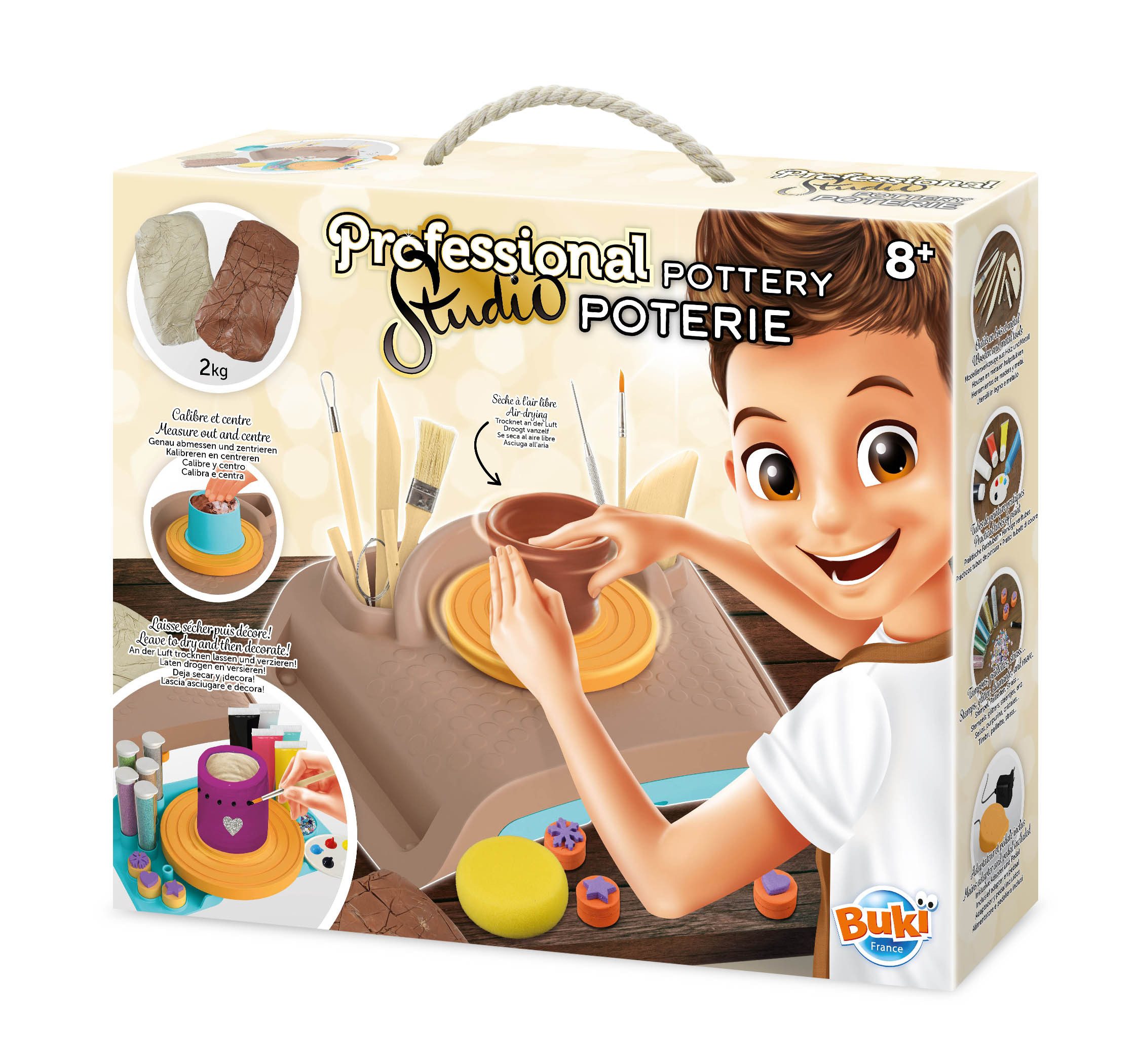 Buki France Experimentierkasten BUKI Professional Studio Töpferwerkstatt mit 2 kg Ton, (1-tlg)