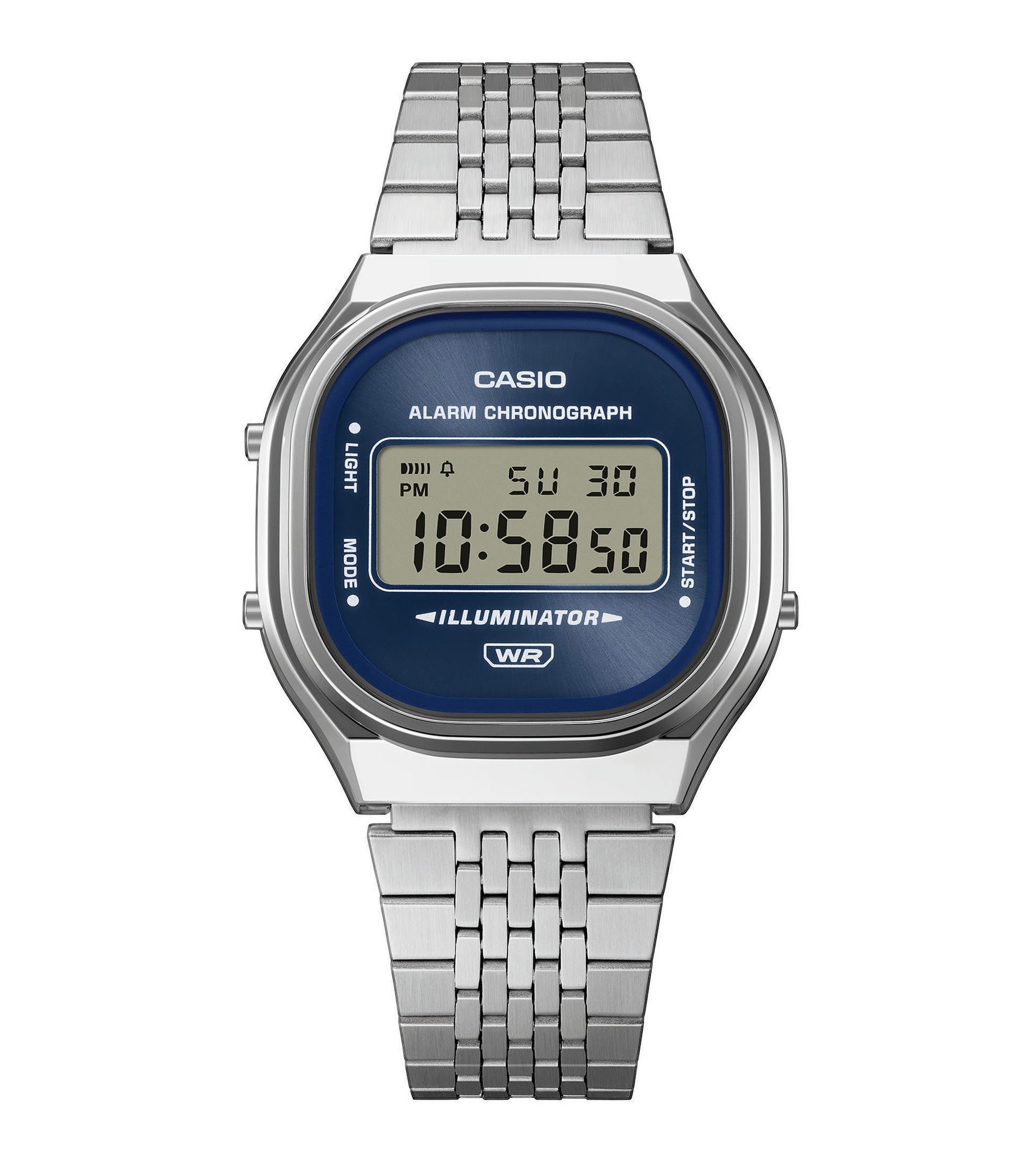 CASIO VINTAGE Chronograph A140WE-2AEF, Quarzuhr, Armbanduhr, Damenuhr, Herrenuhr, Edelstahlarmband, digital