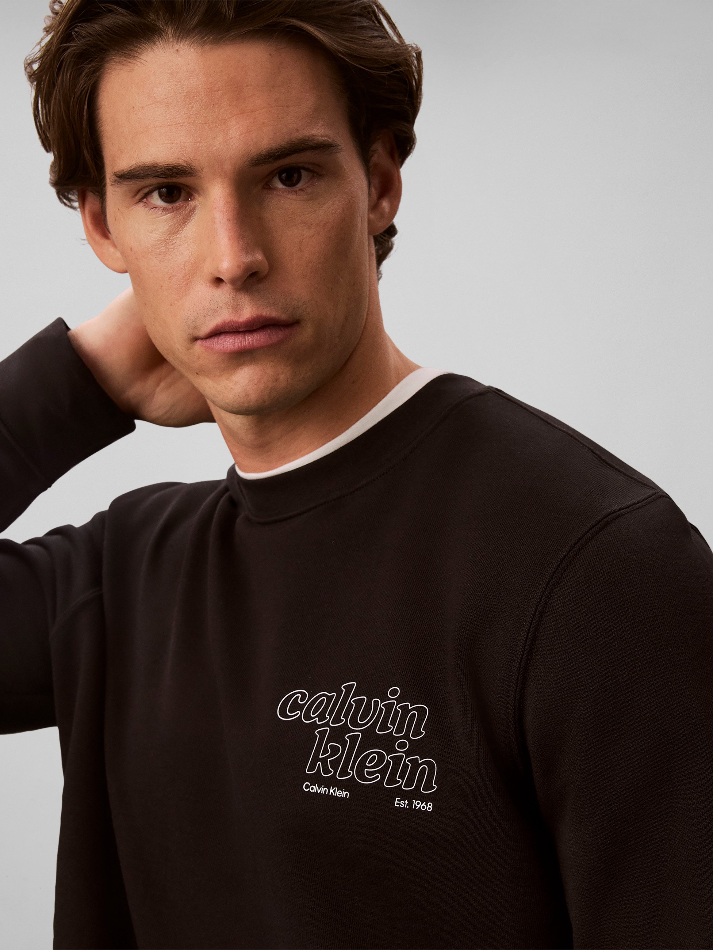Calvin Klein Jeans Sweatshirt Rundhalsausschnitt, Brustdruck, reine Baumwolle – Bild 4 von 5