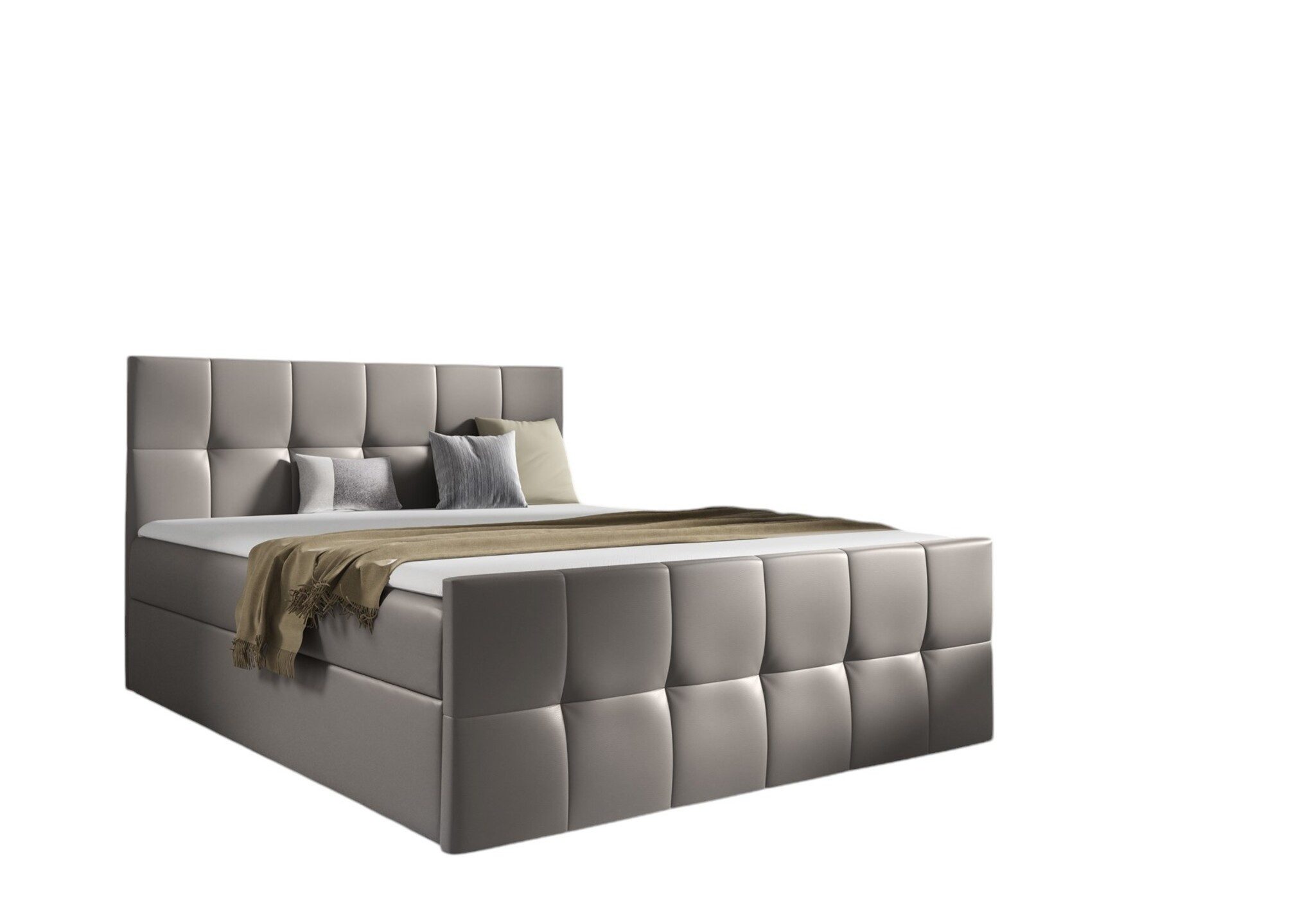 Fun Möbel Boxbett Bett Schlafzimmerbett CARMEN LUX in Kunstleder (Gepolstertes Kopfteil und Fußteil), Inkl. Bettkasten und Topper