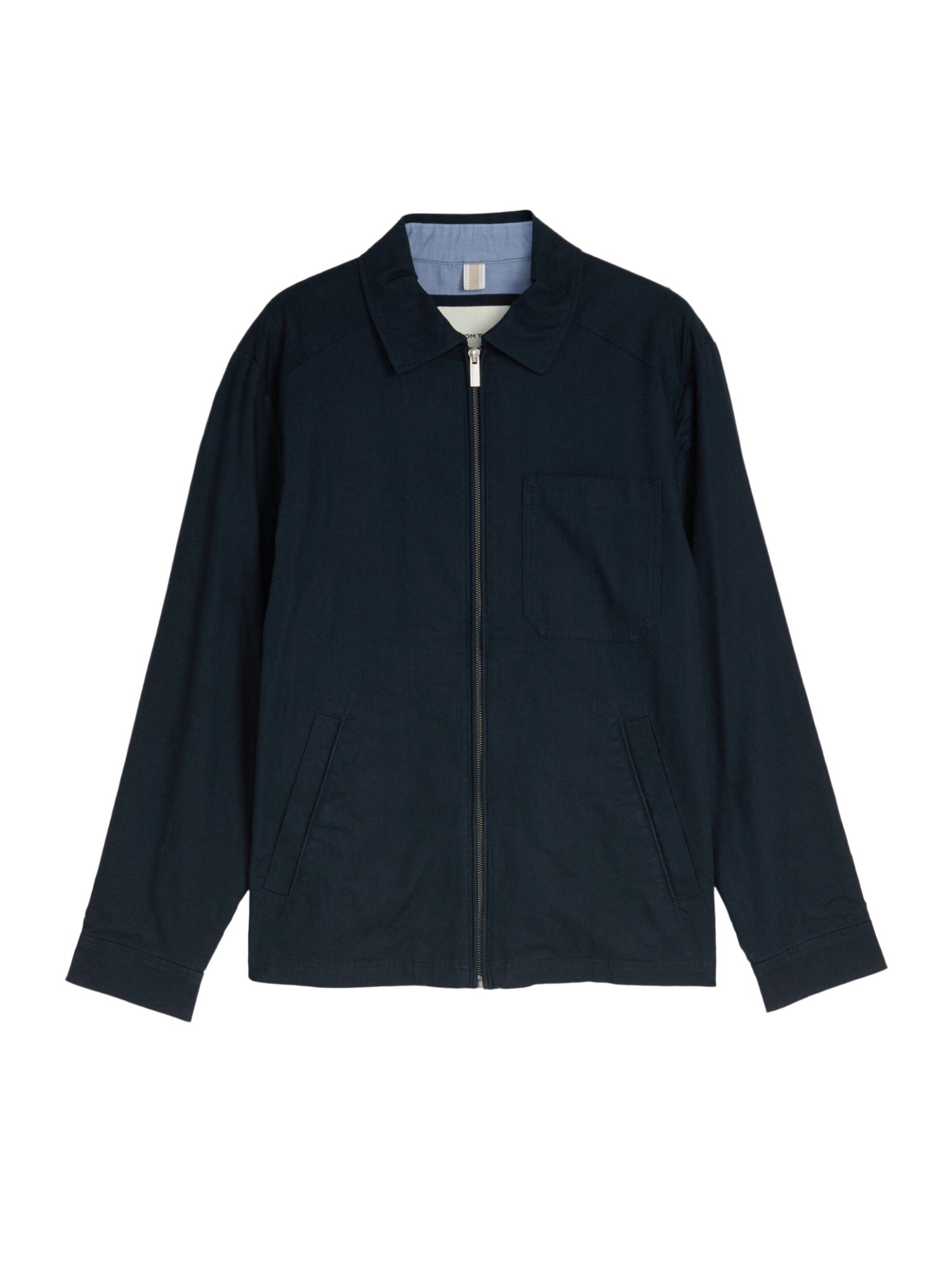 TOM TAILOR Funktionsjacke O blau,Casual,Leinen,Unifarben,Umlegekragen,Lang,Regular Fit