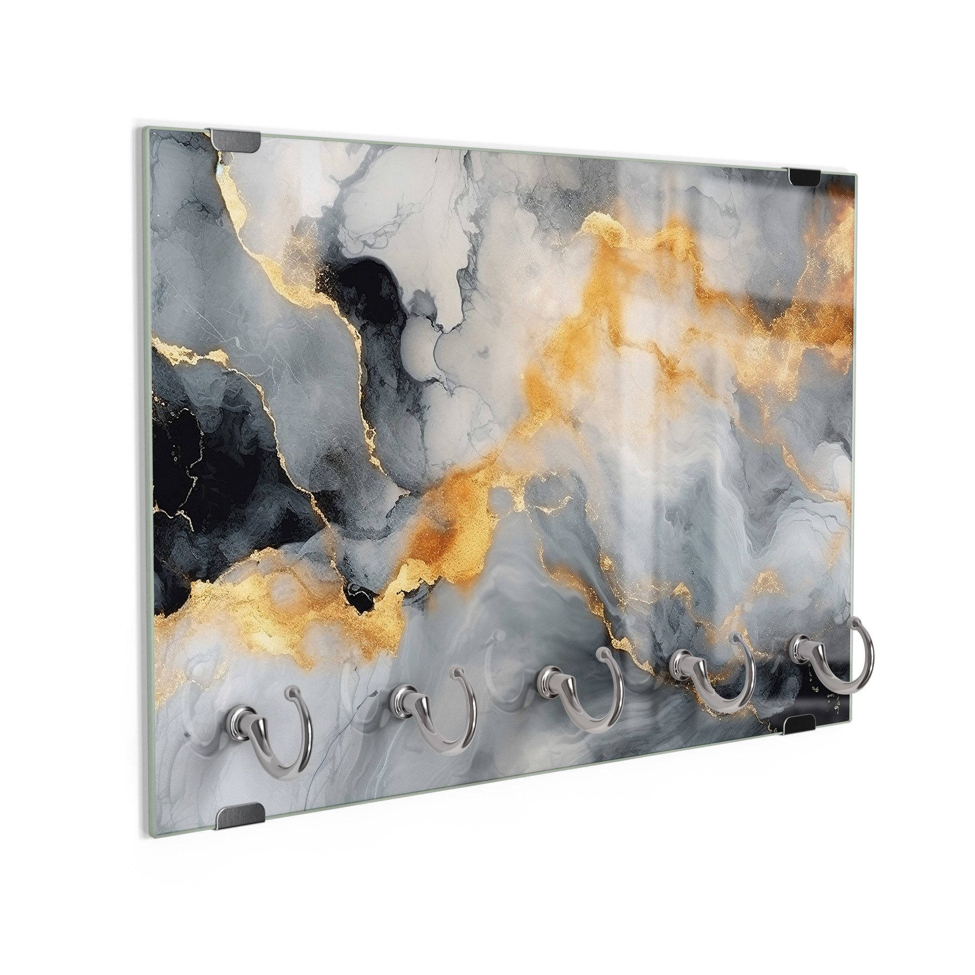 DEQORI Schlüsselbrett 'Glanz in Stein', (1 St), Schlüsselhalter Schlüssel Haken Schlüsselboard modern Schlüsselleiste