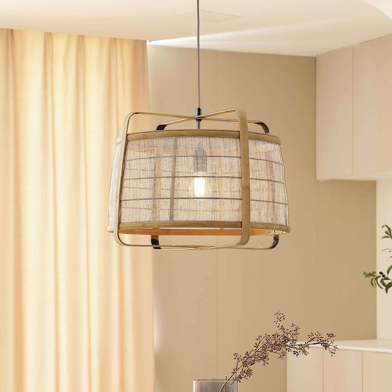 Lindby Hängeleuchte Liriana, Holz IP20, 1 x 15 W LED