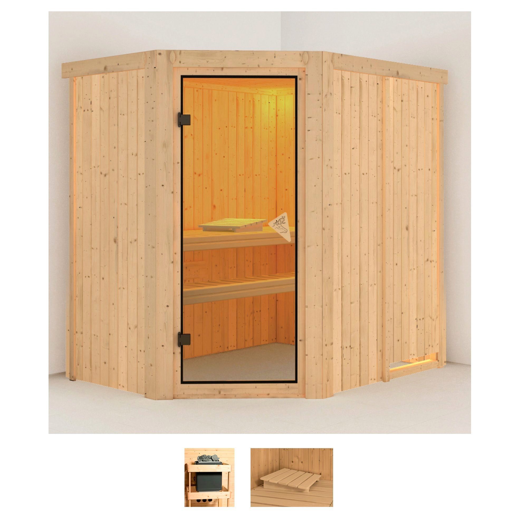 Karibu Sauna Clara, BxTxH: 151 x 196 x 198 cm, 68 mm, (Set) ohne Ofen
