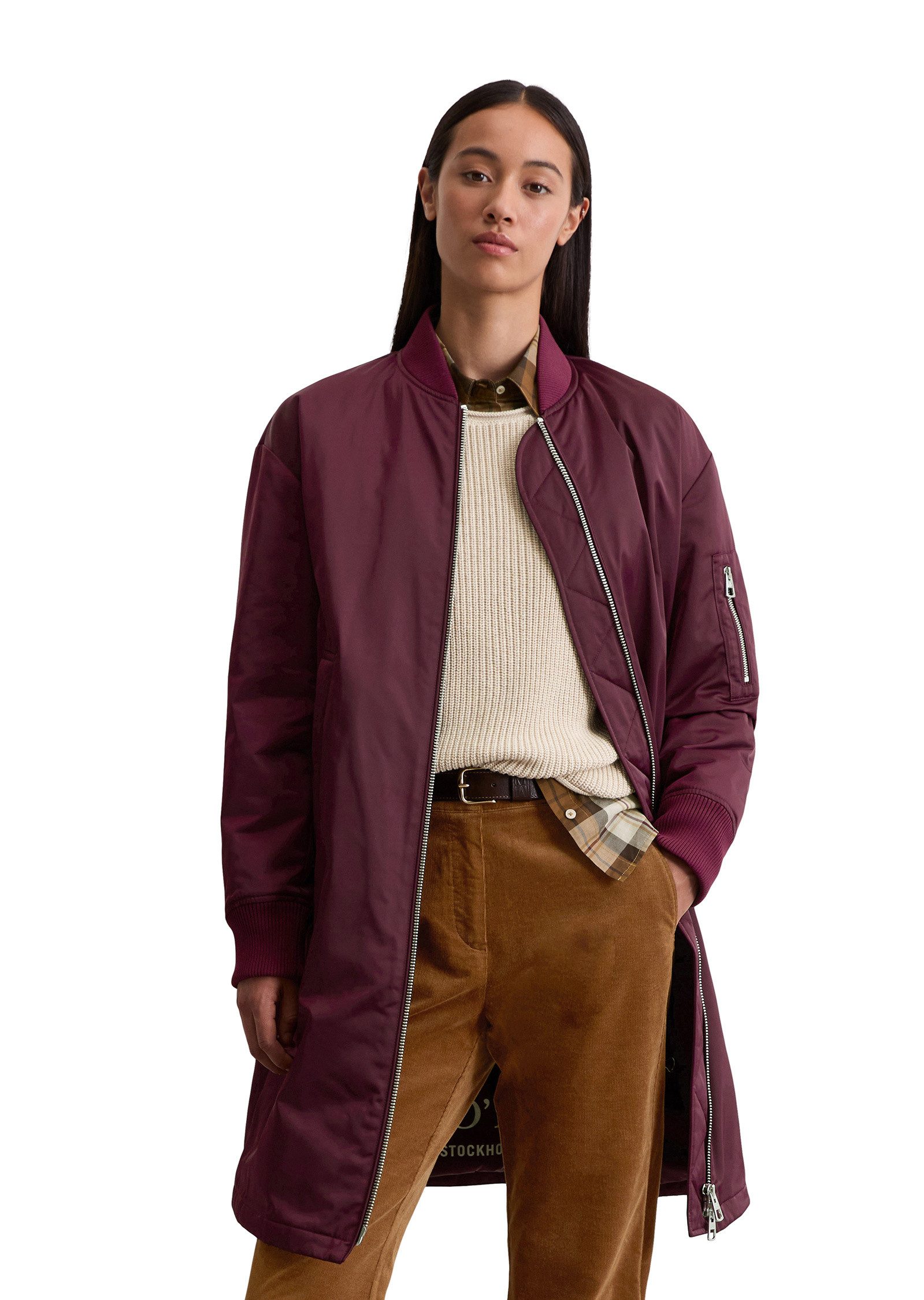 Marc O'Polo Kurzmantel aus recyceltem Polyester-Twill