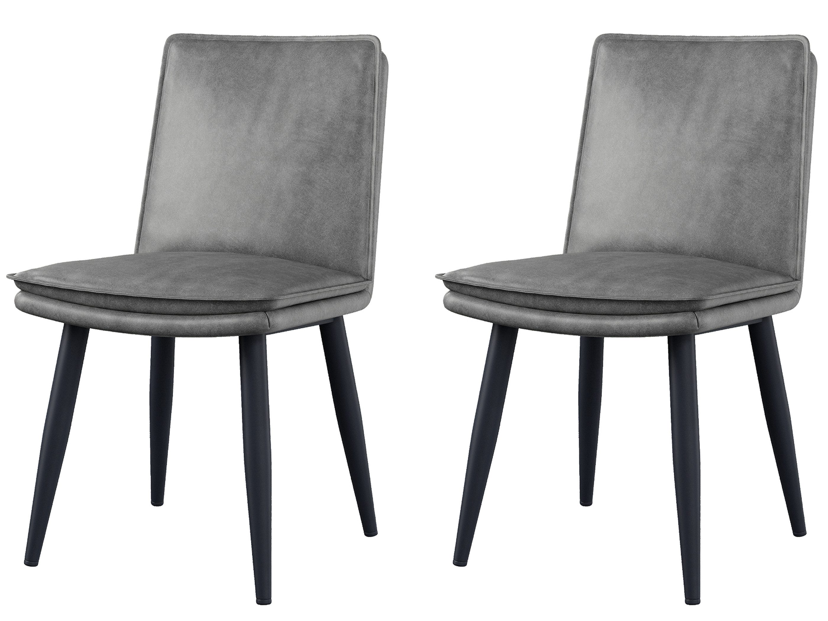 SeedWave Esszimmerstuhl Set aus 2, PU Leder Küchenstühle mit Gepolstertem Sitz, Metallfüßen, 50cm Sitztiefe, Anti-Rutsch-Pad