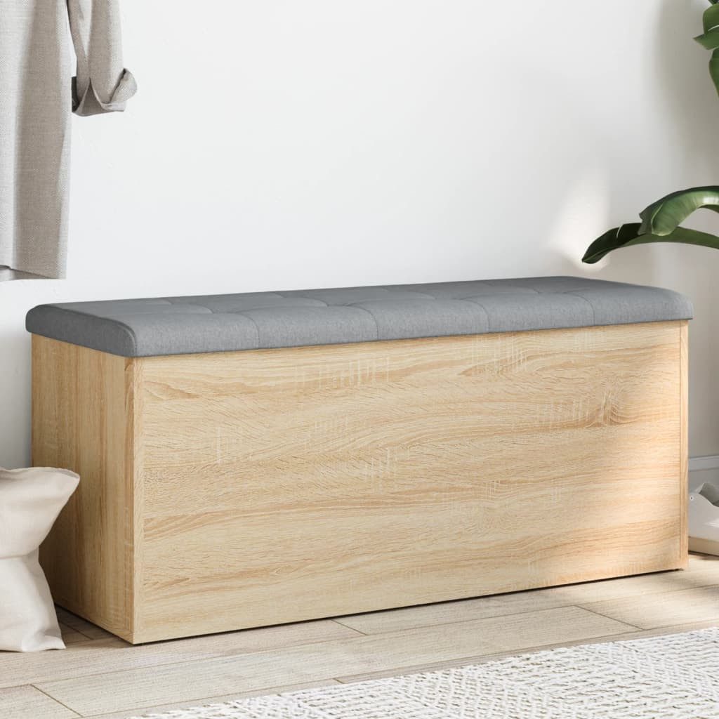 vidaXL Sitzbank, Sitzbank mit Stauraum Sonoma-Eiche 102x42x45 cm Holzwerkstoff
