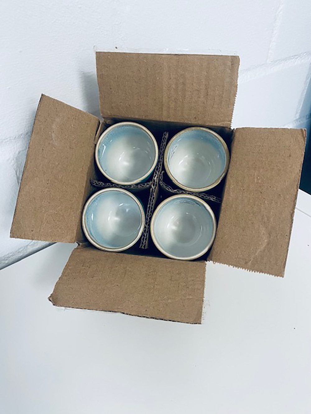 van Well Espressotasse Espressobecher 13cl, 4er-Set, steingut blau, Steingut