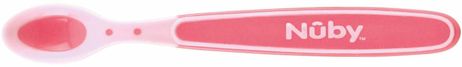 Nuby Stück), 3er Kinderlöffel Breilöffel Soft mit pink Flex, Wärmesensor Set, (3