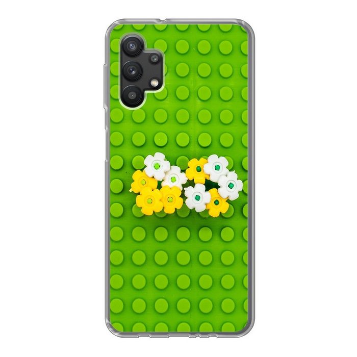 MuchoWow Handyhülle Lego-Unterlage mit Blumen Handyhülle Samsung Galaxy A32 5G Smartphone-Bumper Print Handy
