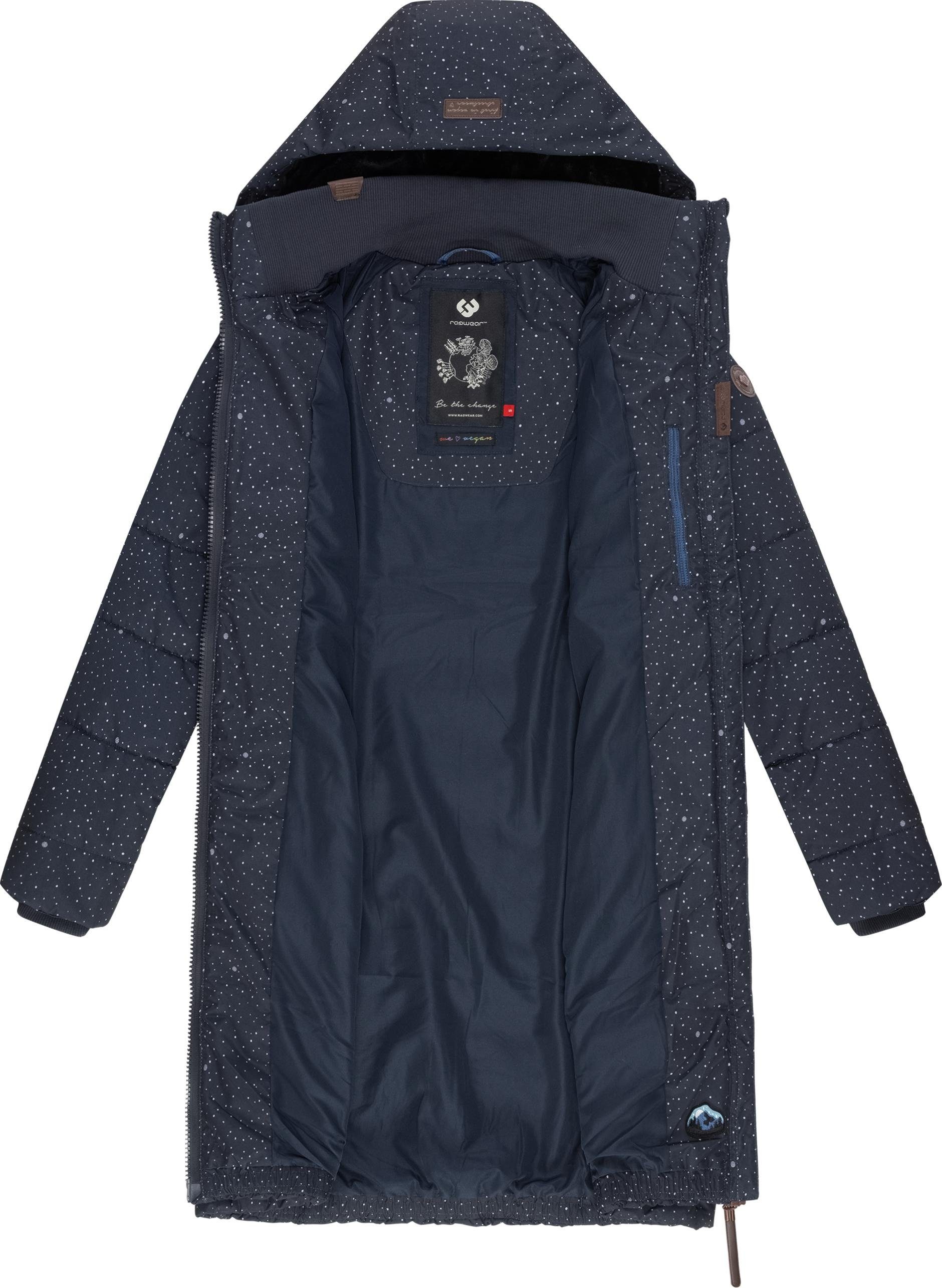 gesteppter Winterparka mit navy stylischer, Steppmantel Kapuze Dizzie Ragwear Coat Print