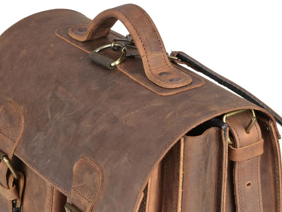 Leder Classic tragen, Rucksack Aktentasche als 2 auch Fächern, mit Lehrertasche zu cm Ruitertassen 38 ranger Satchel,