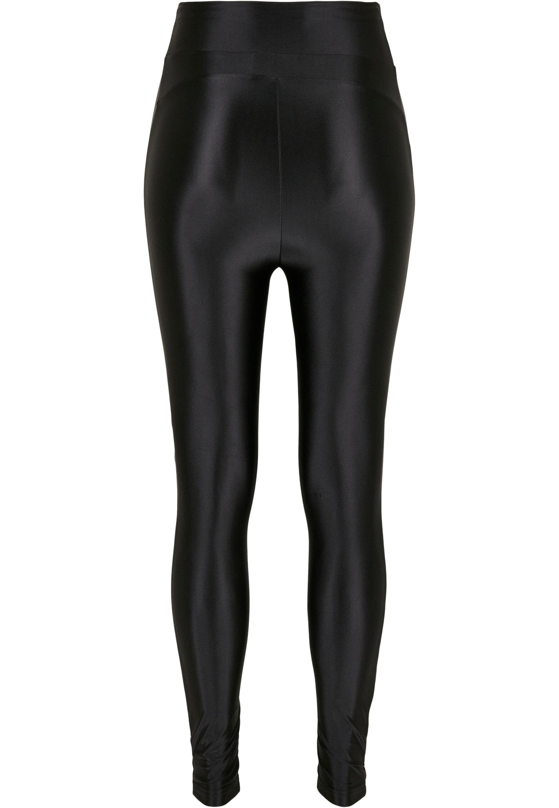 URBAN CLASSICS Leggings Leggings Metallic black Shiny Ladies Highwaist (1-tlg) Damen