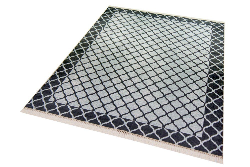 Carpetia Teppich Teppich Wohnzimmerteppich marokkanisches Muster waschbar schwarz grau, rechteckig, Höhe: 8 mm