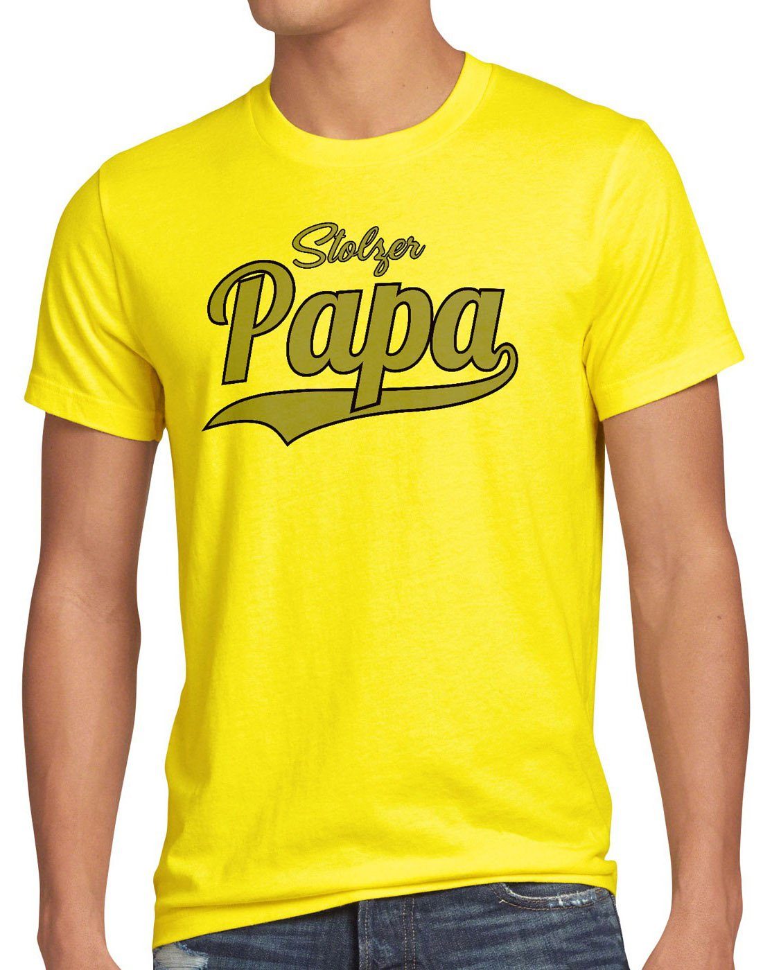 style3 Print-Shirt Herren T-Shirt Stolzer Papa Vater Dad Spruchshirt Funshirt Vatertag Fun beste gelb