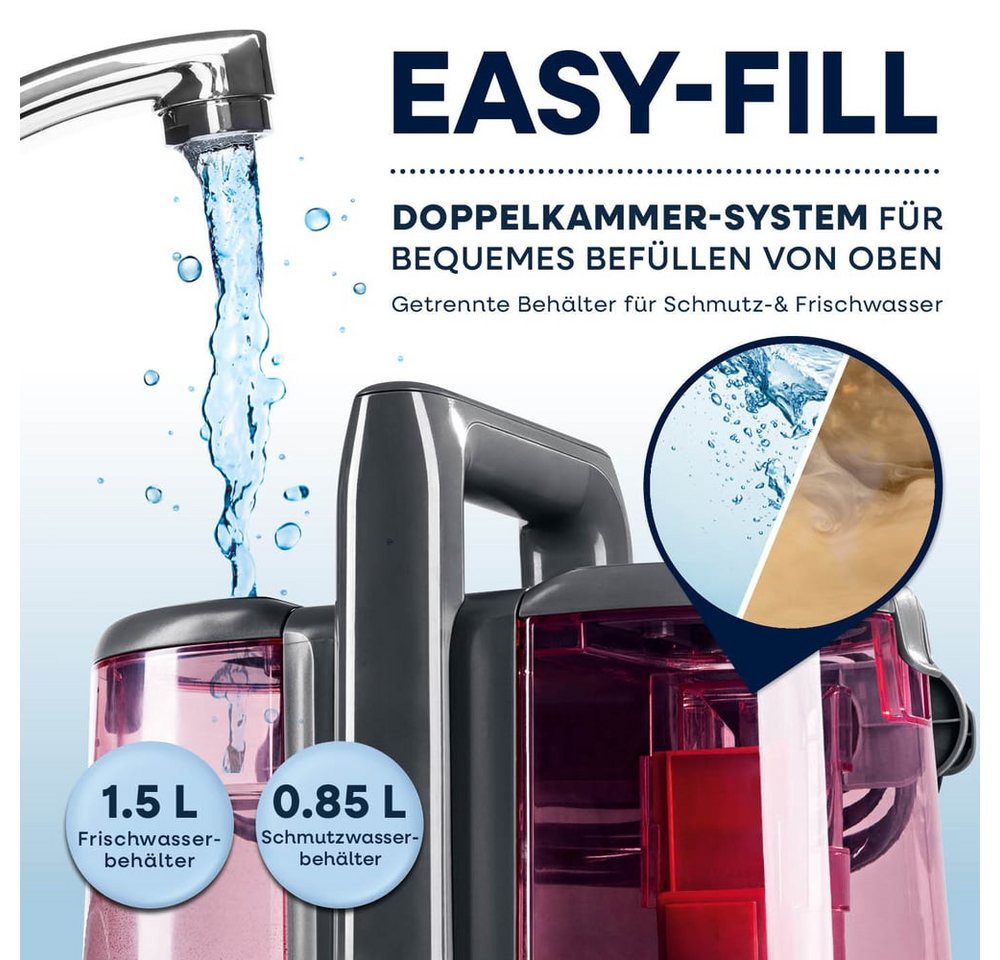CLEANmaxx Teppichreinigungsgerät Polster und Teppichreiniger Pro Power, 600W, 600 W, 3in1: sprühen, bürsten, saugen mit Frisch- & Brauchwassertank