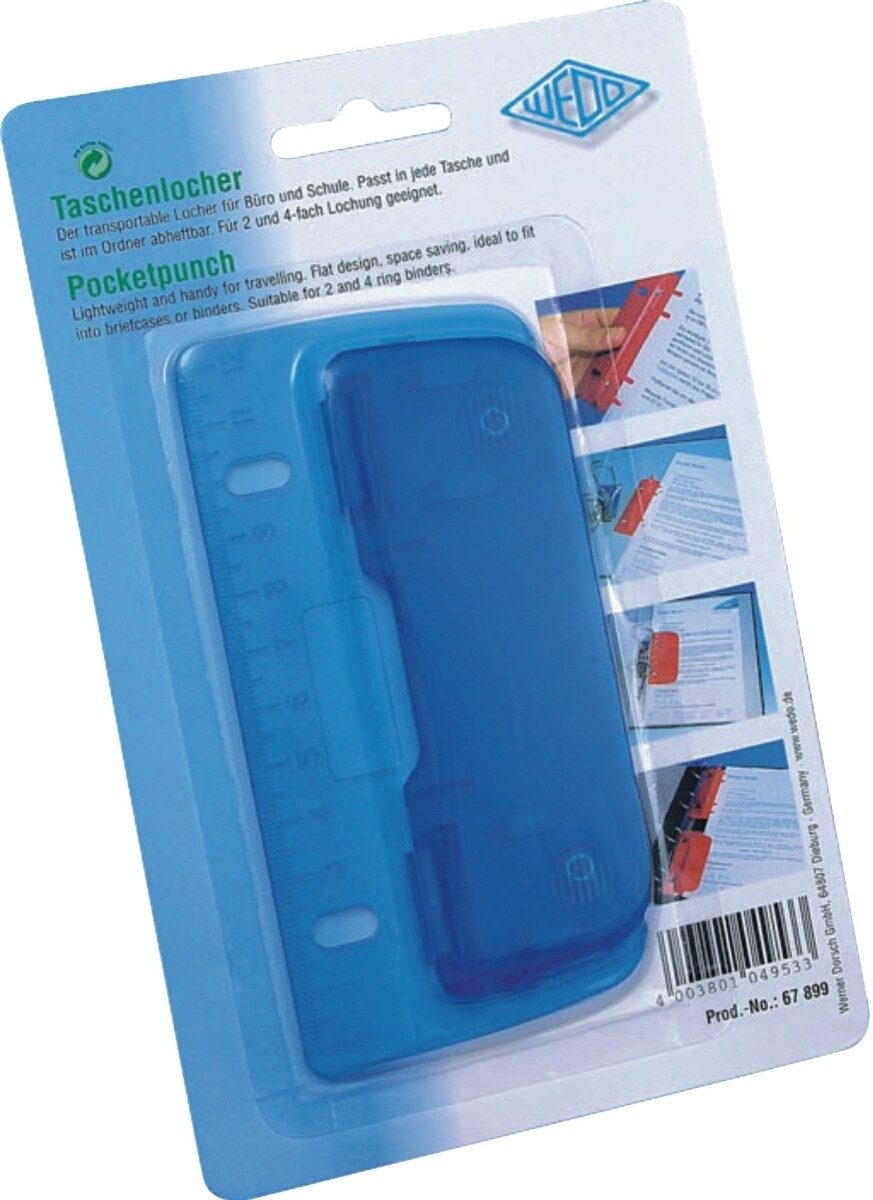 WEDO Taschenlocher, Stanzleistung: 3 Blatt, farbig sortiert