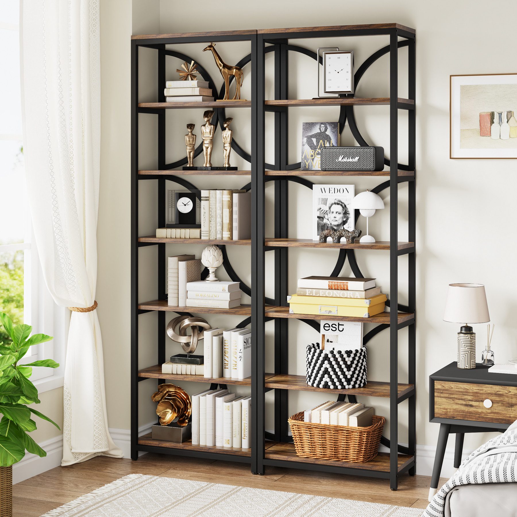 Tribesigns Bücherregal mit 6 Ebenen, 200 cm industrielles Aufbewahrungs Lagerregalen