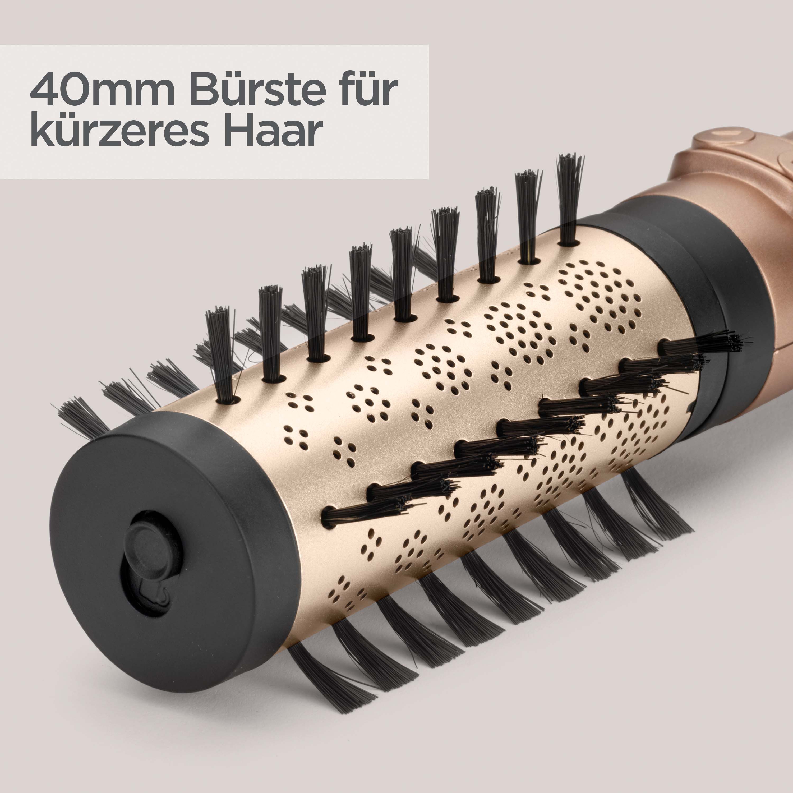 BaByliss Warmluftbürste BaByliss Big Hair Dual Warmluftbürste rotierend, AS952E, Rotierender Rundbürstenföhn mit Ionen, 2 Aufsätze für Volumen, 650 W goldfarben
