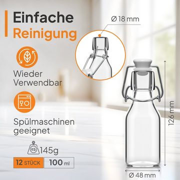 Flaschen-Fuchs Vorratsglas 100ml Flaschen zum Befüllen Bügelverschluss Schnaps Likörflaschen, Glas, (12er Set)