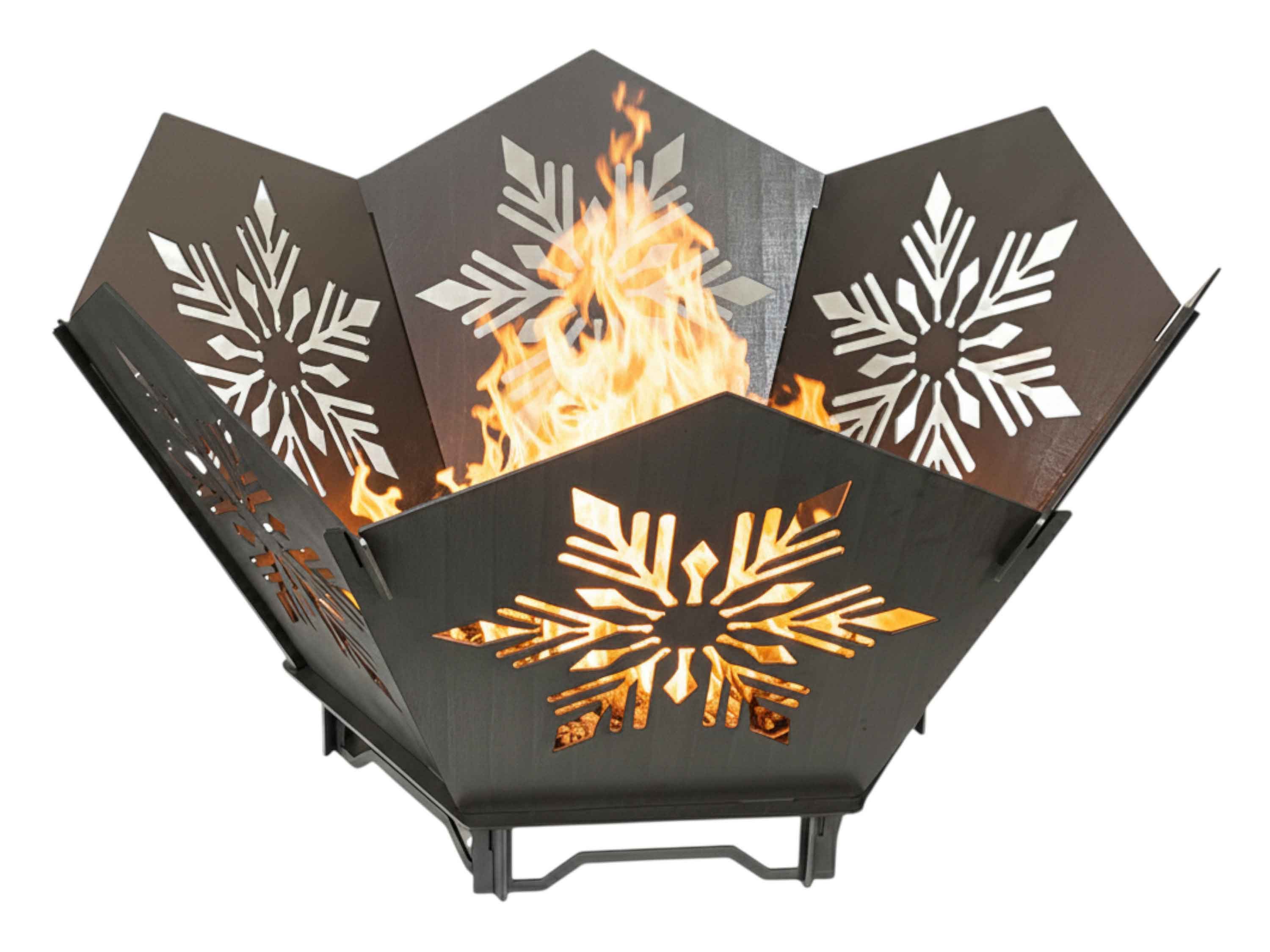 net-selling24 Feuerkorb, (1-St), Feuerstelle Schneeflocken Hexagon 75x73x42cm
