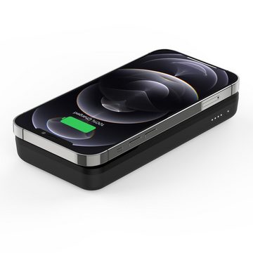 Belkin BOOSTCharge tragbares, magnetisches drahtloses 10K-Ladegerät Powerbank Belkin Magn. Ladepad und Powerbank MagSafe 10.000 mAh,schwarz 10000 mAh, kompatibel mit MagSafe, designed für iPhone 15, 14, 13, 12 Serie