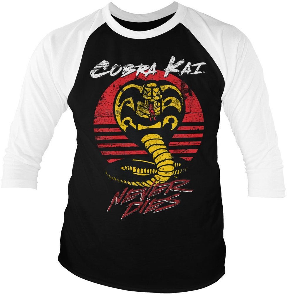 Cobra Kai T-Shirt Never Dies Baseball 3 4 Sleeve Tee