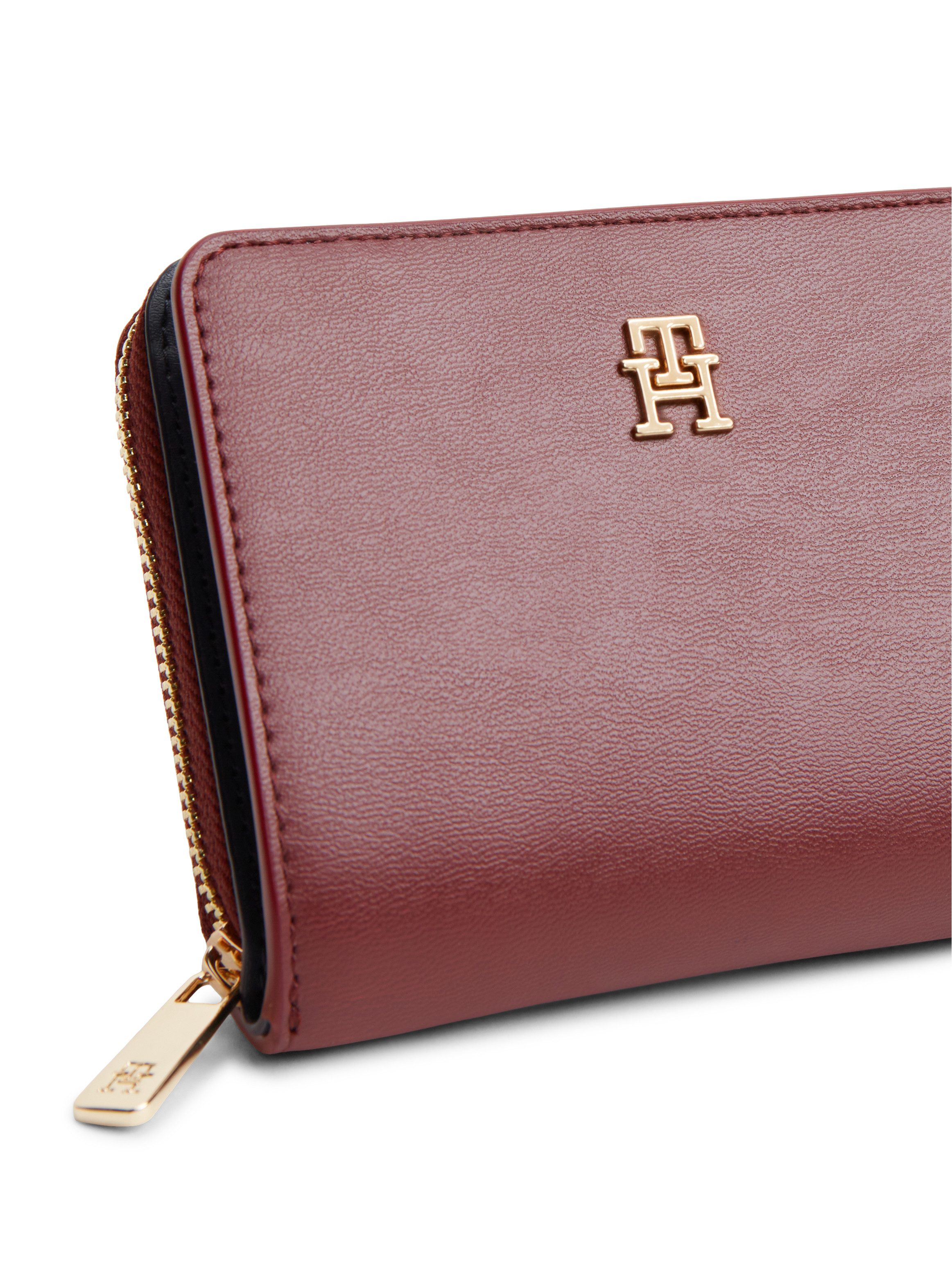 Tommy Hilfiger Geldbörse TH ICON MED ZA FLAP, Damen Geldbeutel, Portemonnai mit edlem TH-Logoemblem