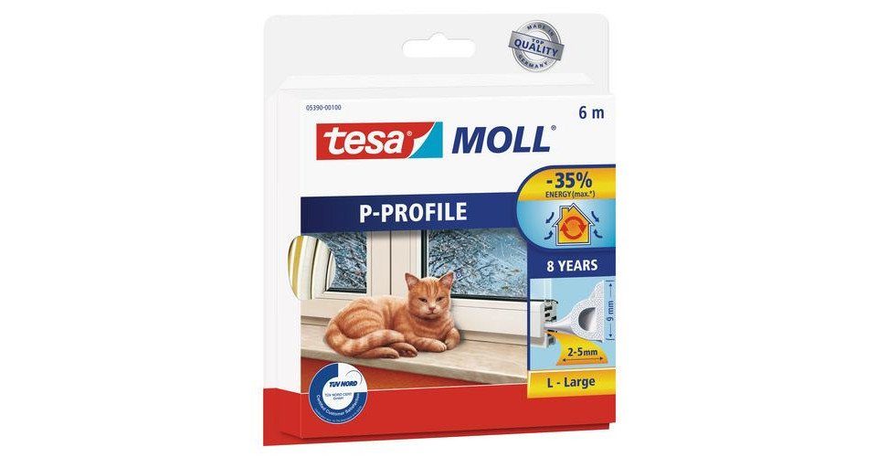 tesa Türbodendichtung tesa Moll P-Profil Classic 6 m, weiß