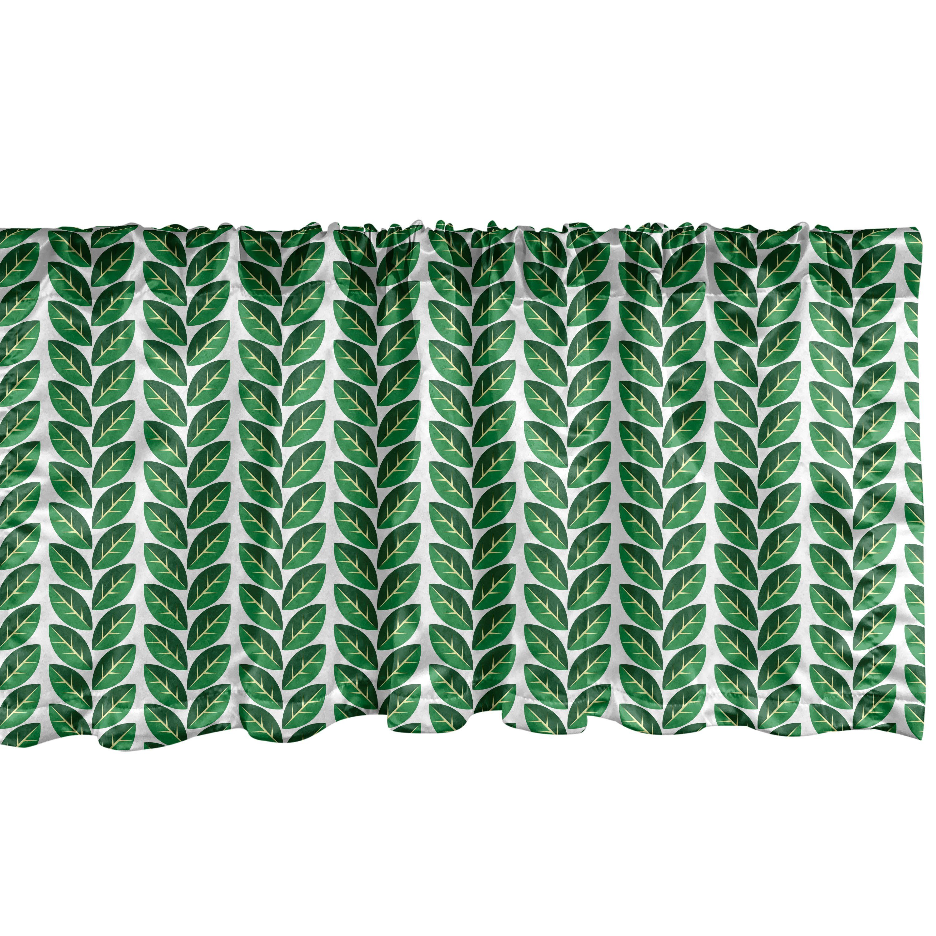 Scheibengardine Vorhang Dekor Vertikal-Blätter Küche Schlafzimmer Geometrie Microfaser, Stangentasche, mit Abstrakte für Abakuhaus, Volant