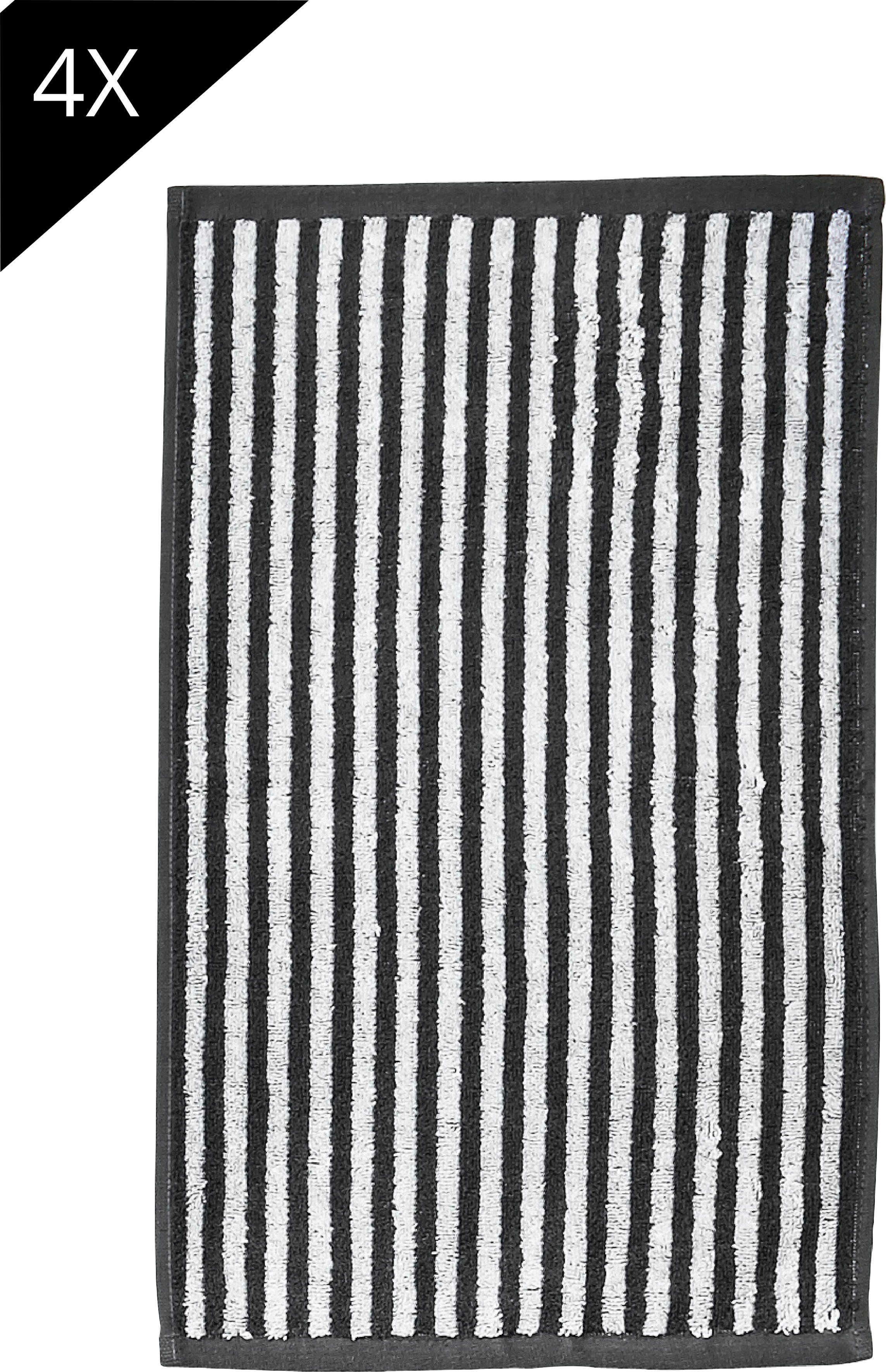 done.® Handtuch Stripes, mit Jacquard-Muster, (Set, 4-tlg), Daily Shapes Set Gästehandtücher, Jacquard-Walkfrottier, gestreift