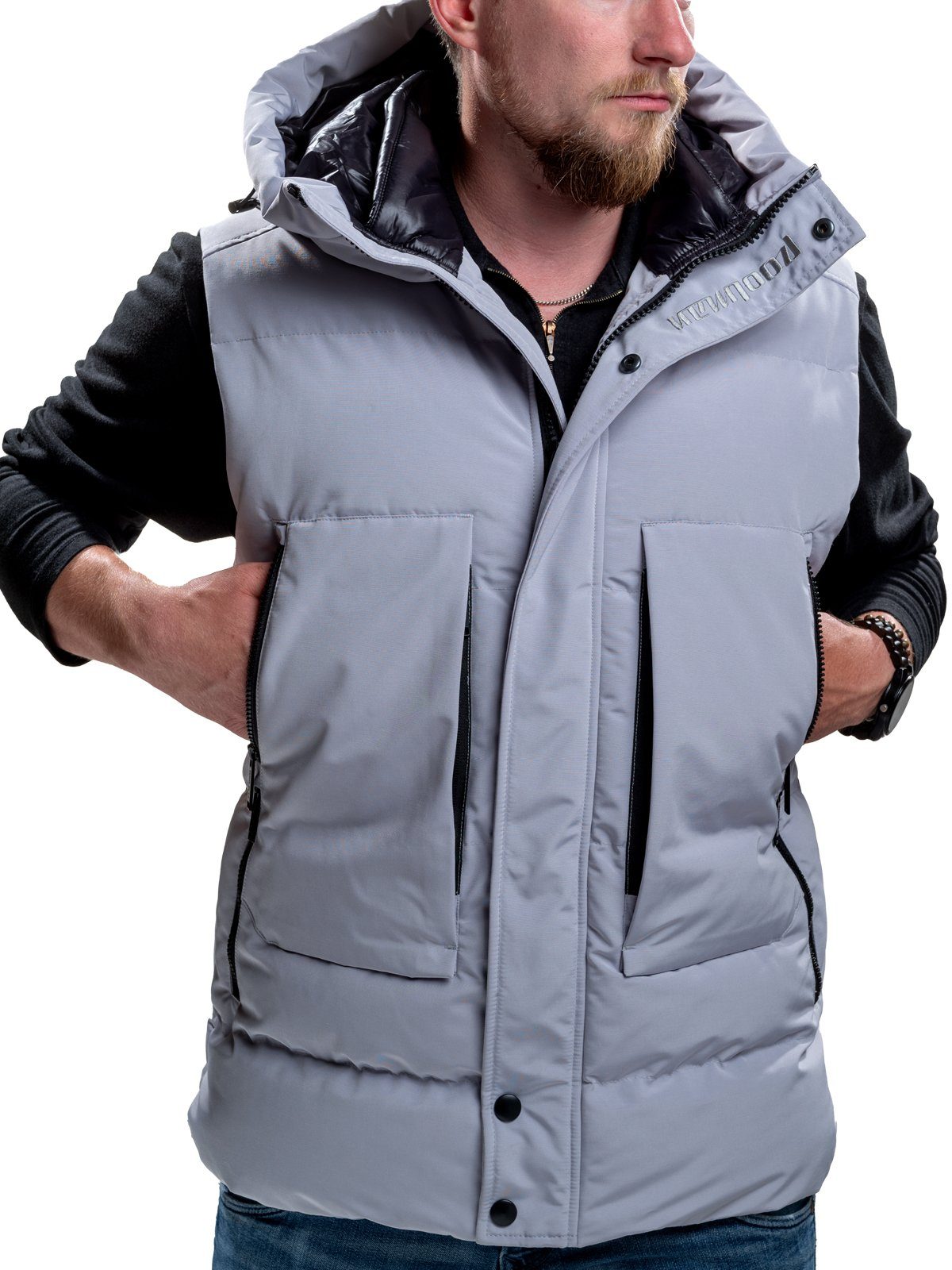 Poolman Steppweste Herren-Steppweste unifarben, mit Kapuze und Stehkragen günstig online kaufen