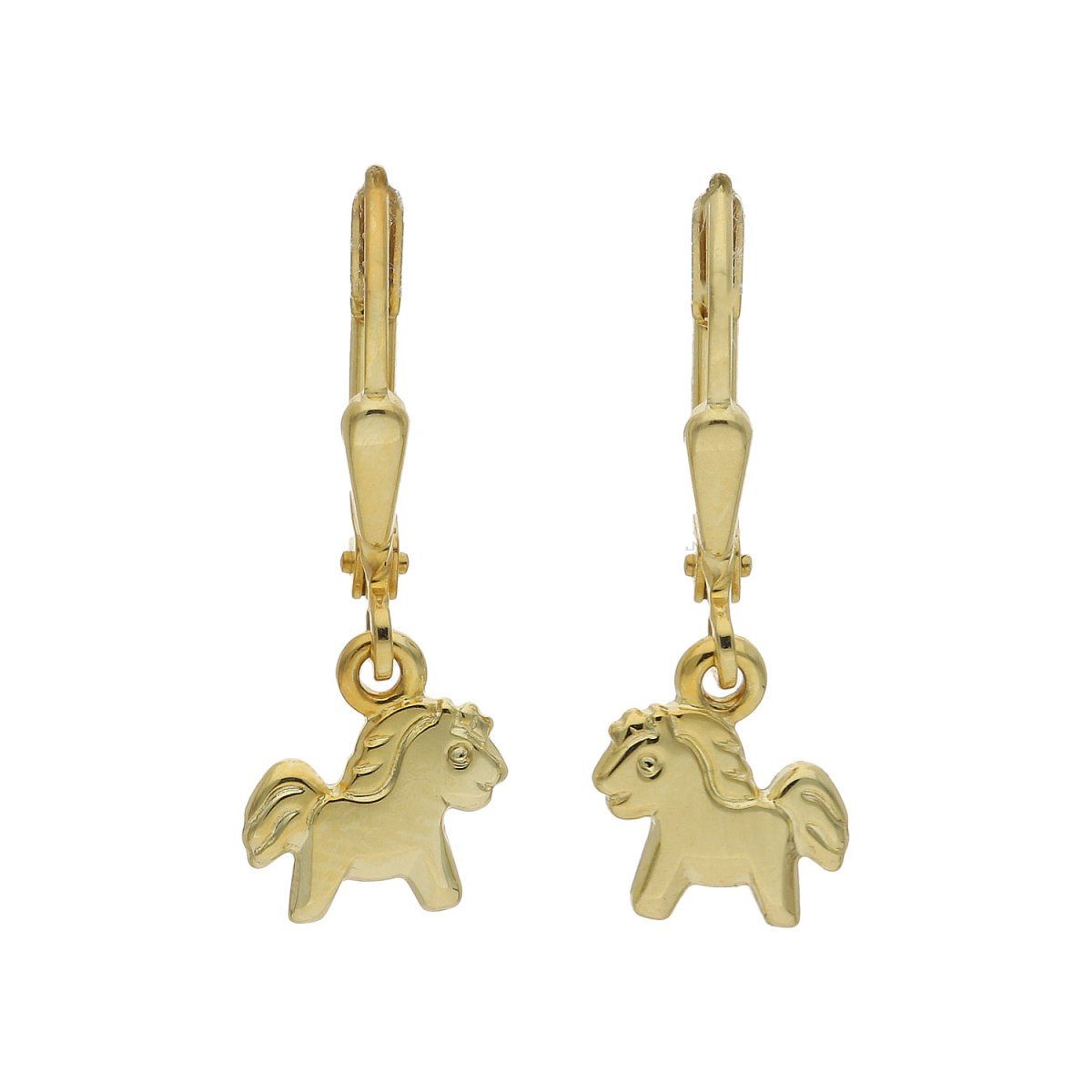 JuwelmaLux Paar Ohrhänger Ohrhänger Gold, Ohrhänger Pferde, inkl. Schmuckschachtel