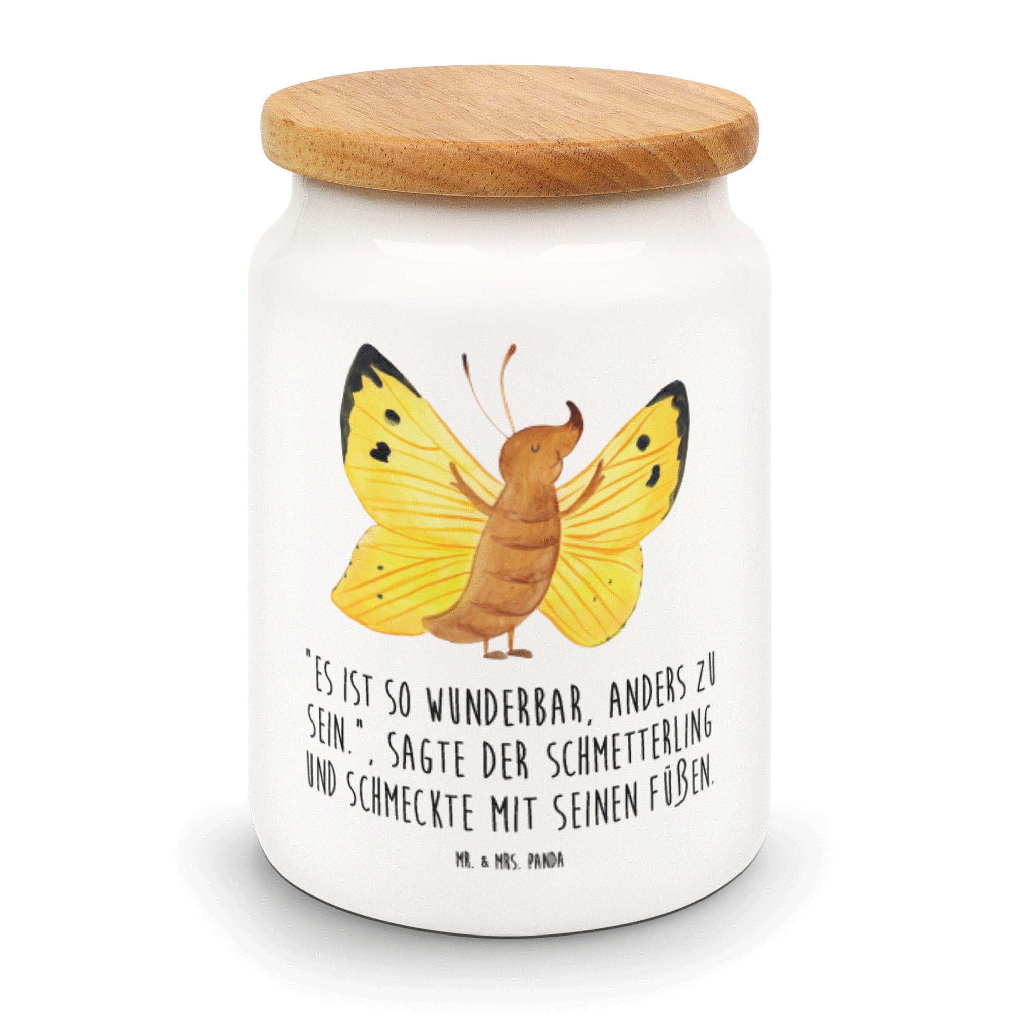 Mr. & Mrs. Panda Vorratsdose Schmetterling Zitronenfalter - Weiß - Geschenk, Tiermotive, Aufbewahr, Keramik, (1-tlg)