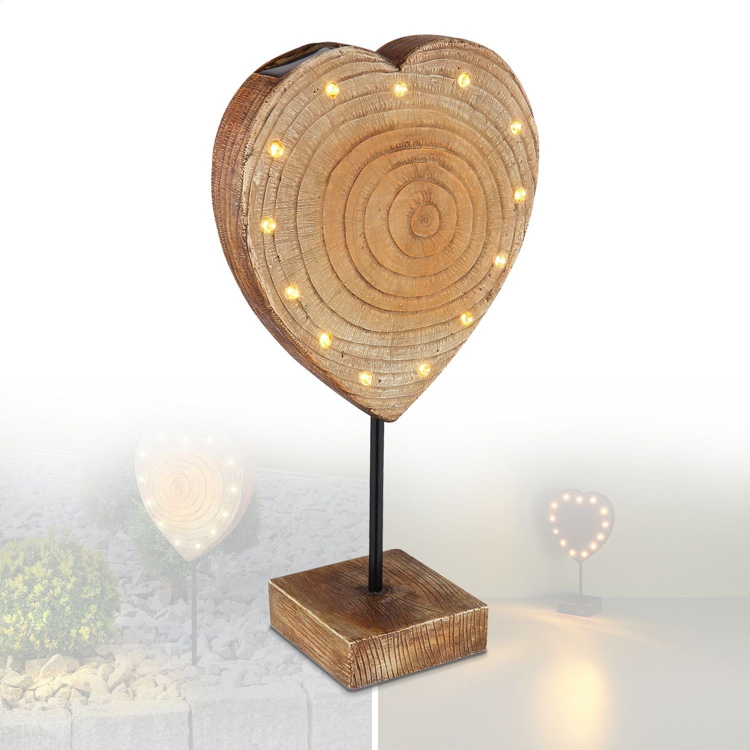 LED Solarleuchte Solarleuchte Garten Herz 50 cm Solarlampe Außen Leuchte Solar mit
