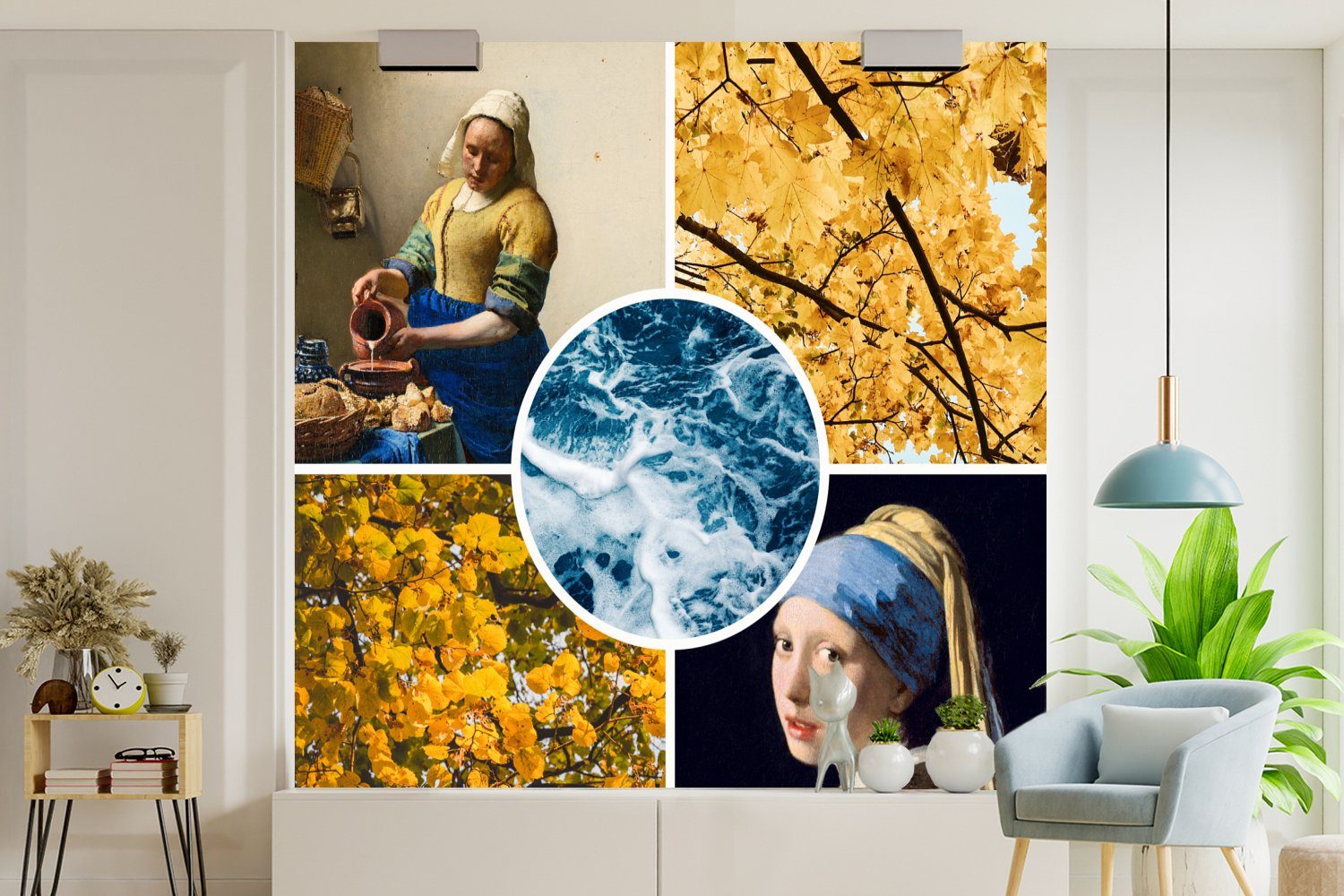 MuchoWow Fototapete Vermeer - Kunst, Vliestapete (4 Collage St), Matt, Küche, - bedruckt, Schlafzimmer Fototapete Wohnzimmer für