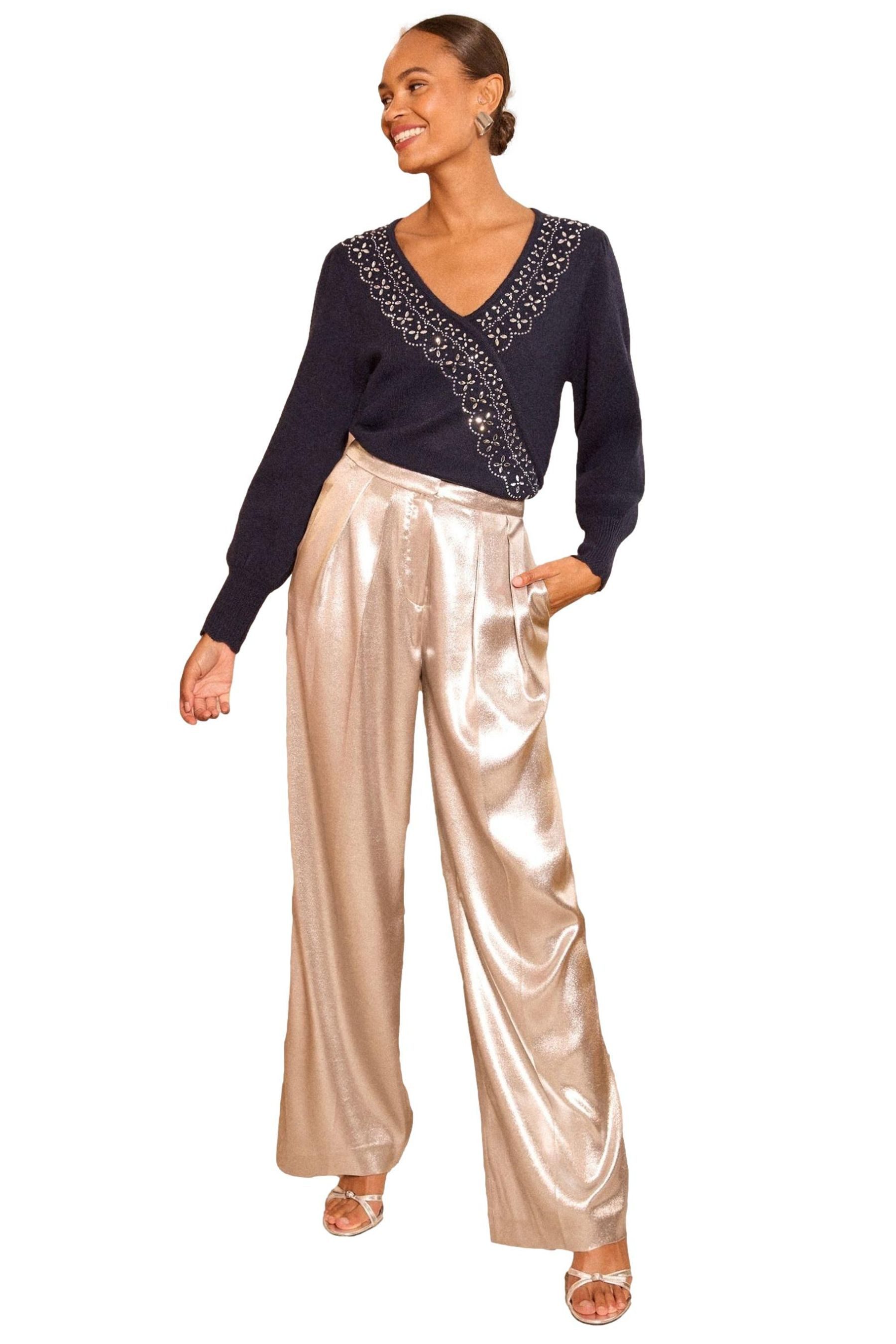 Love & Roses Strickpullover Love & Roses Strickpullover im Wickeldesign (1-tlg)