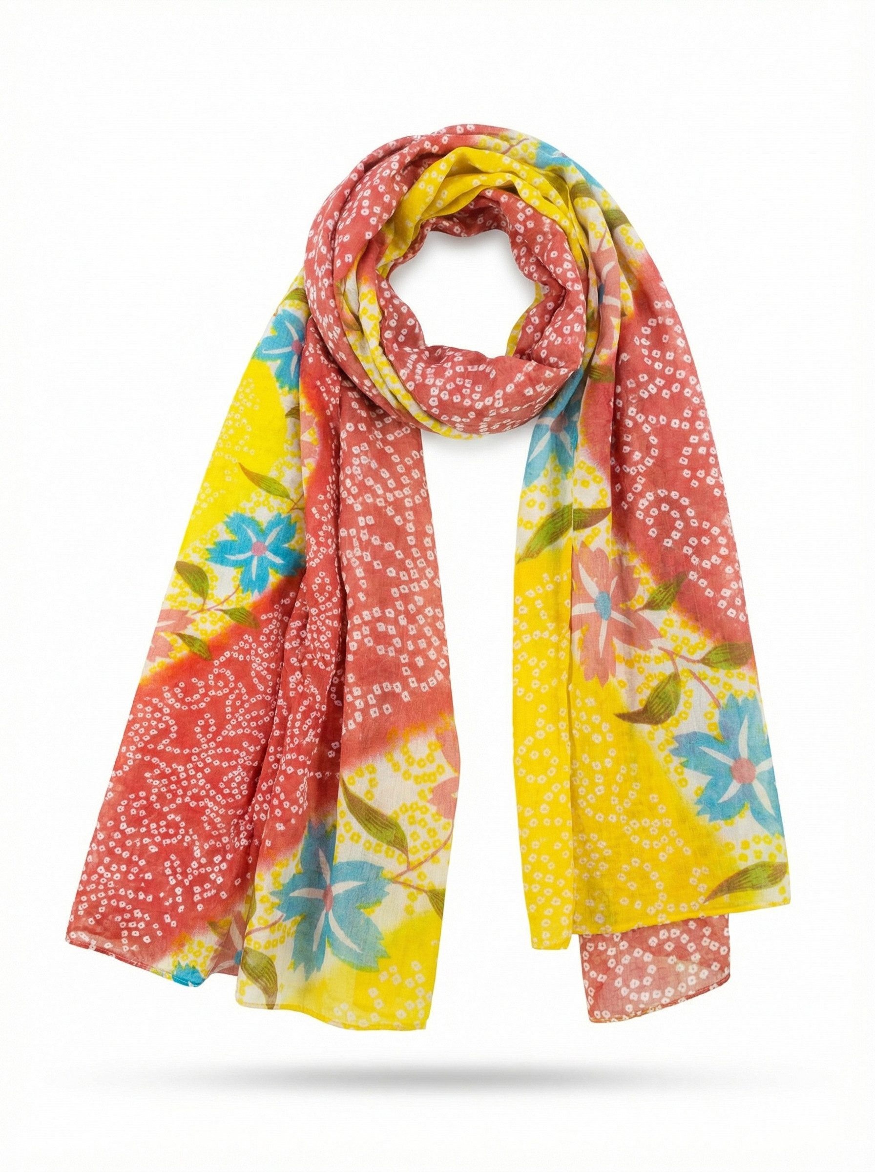Modeschal Damen Schal Tuch Baumwolle Halstuch mit Blumen Aufdruck