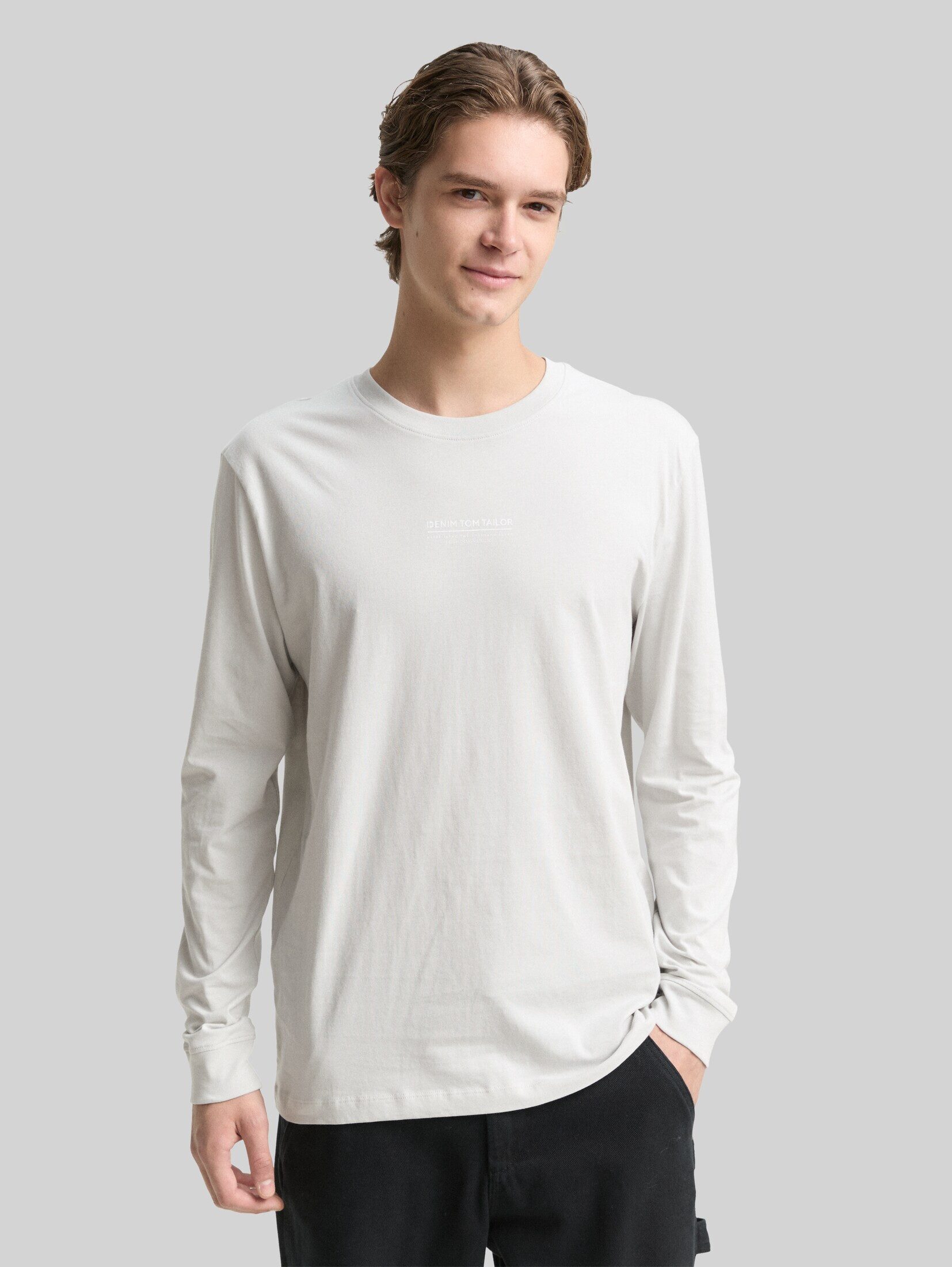 TOM TAILOR Denim Langarmshirt T-Shirt Langarmshirt mit Logo-Print