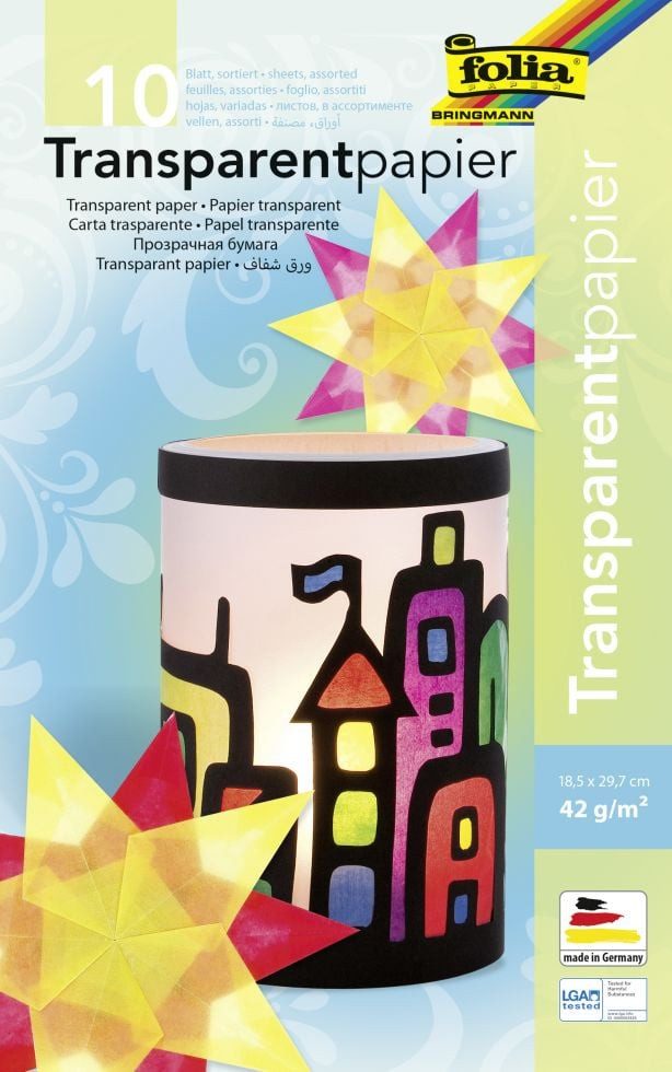 Glorex Bastelkartonpapier Glorex Transparentpapiermappe 42g/m² sortiert 18 x