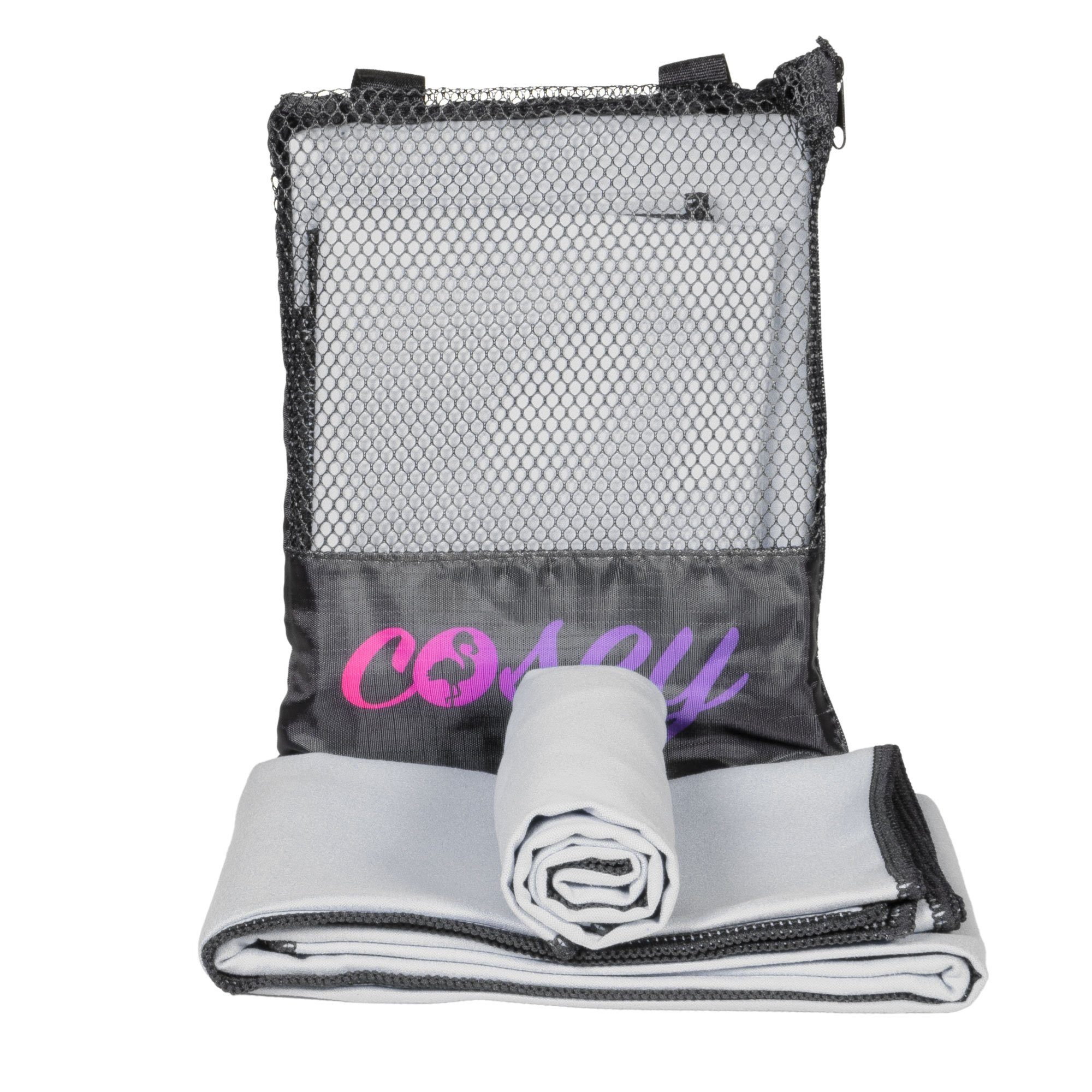 cosey Sporthandtuch Mikrofaser-Reise und Sporthandtuchset mit Aufbewahrungstasche