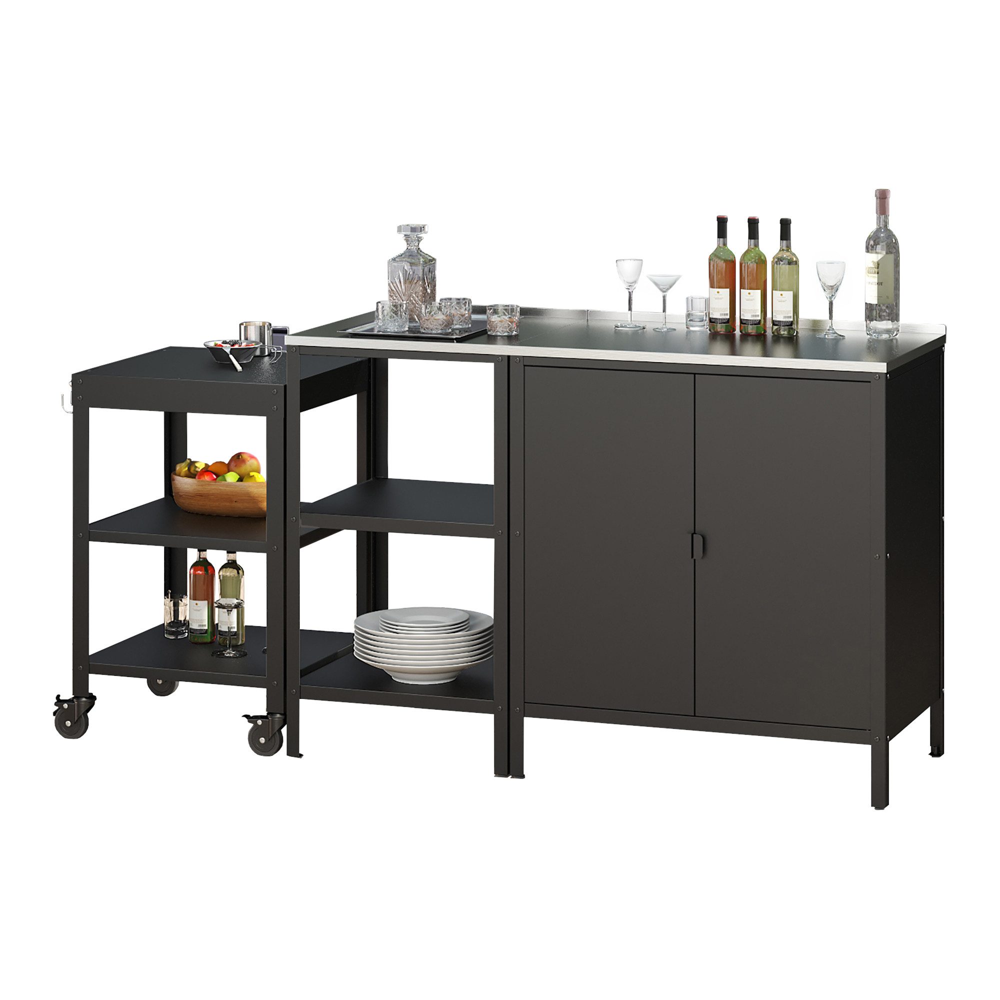 casa.pro Mehrzweckschrank-Set, (3-St), Outdoorset »Bolognano« Schwarz, matt
