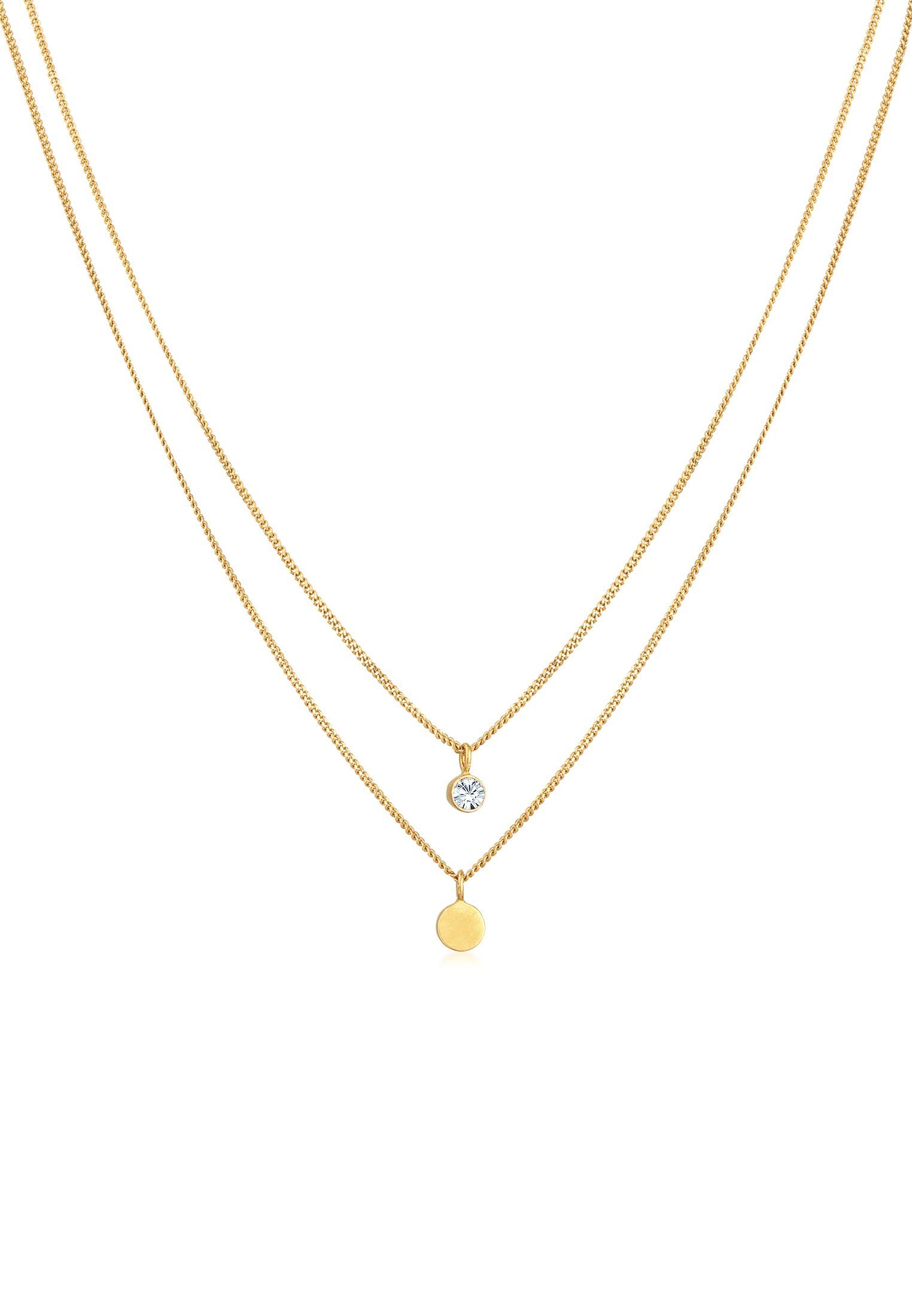 Ketten-Set Layer Plättchen mit Kristallen von Swarovski® 925 Silber