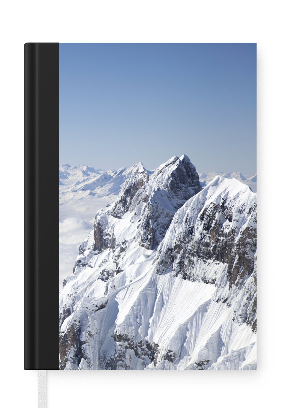 MuchoWow Notizbuch Alpen - Schnee - Berg, Journal, Merkzettel, Tagebuch, Notizheft, A5, 98 Seiten, Haushaltsbuch