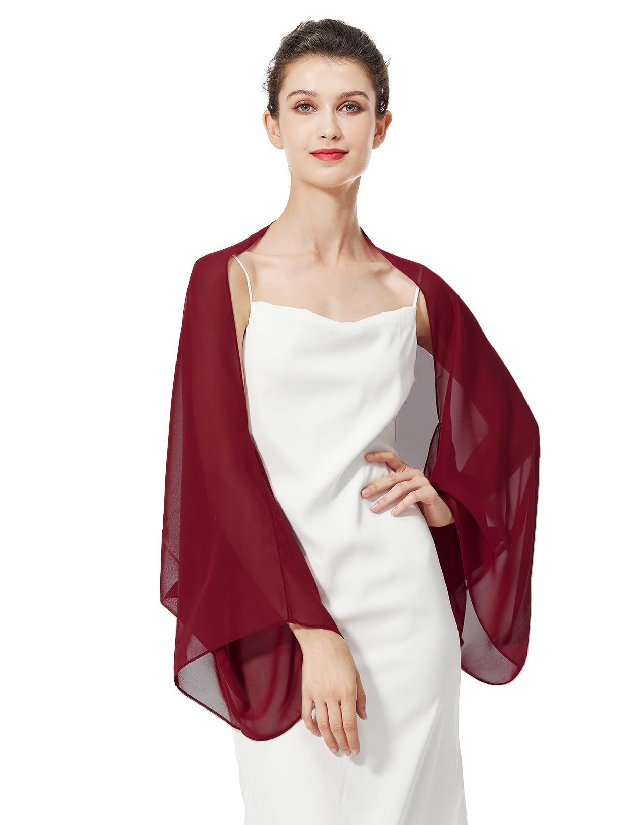 Zaewry Modeschal Damen Chiffon-Bolero, locker geschnitten, mit langen Ärmeln, ideal als Überwurf für Sommerhochzeiten, Abendveranstaltungen