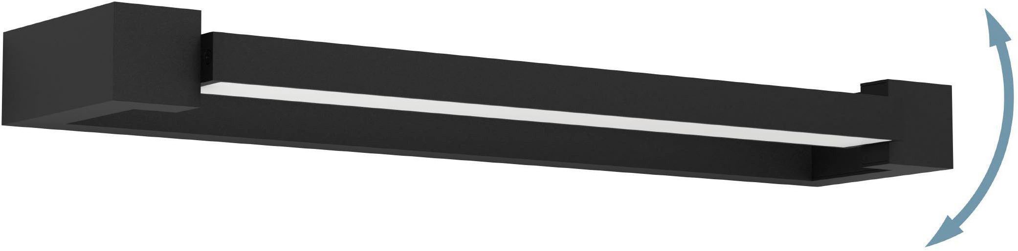 EGLO Spiegelleuchte Gemiliana Spiegellampe, Wandleuchte aus Metall, IP44, Badezimmerlampe, LED fest integriert, Neutralweiß, Wand-/Deckenleuchte - L45 x H4 x AL10 cm - schwarz - 8,9W inkl.