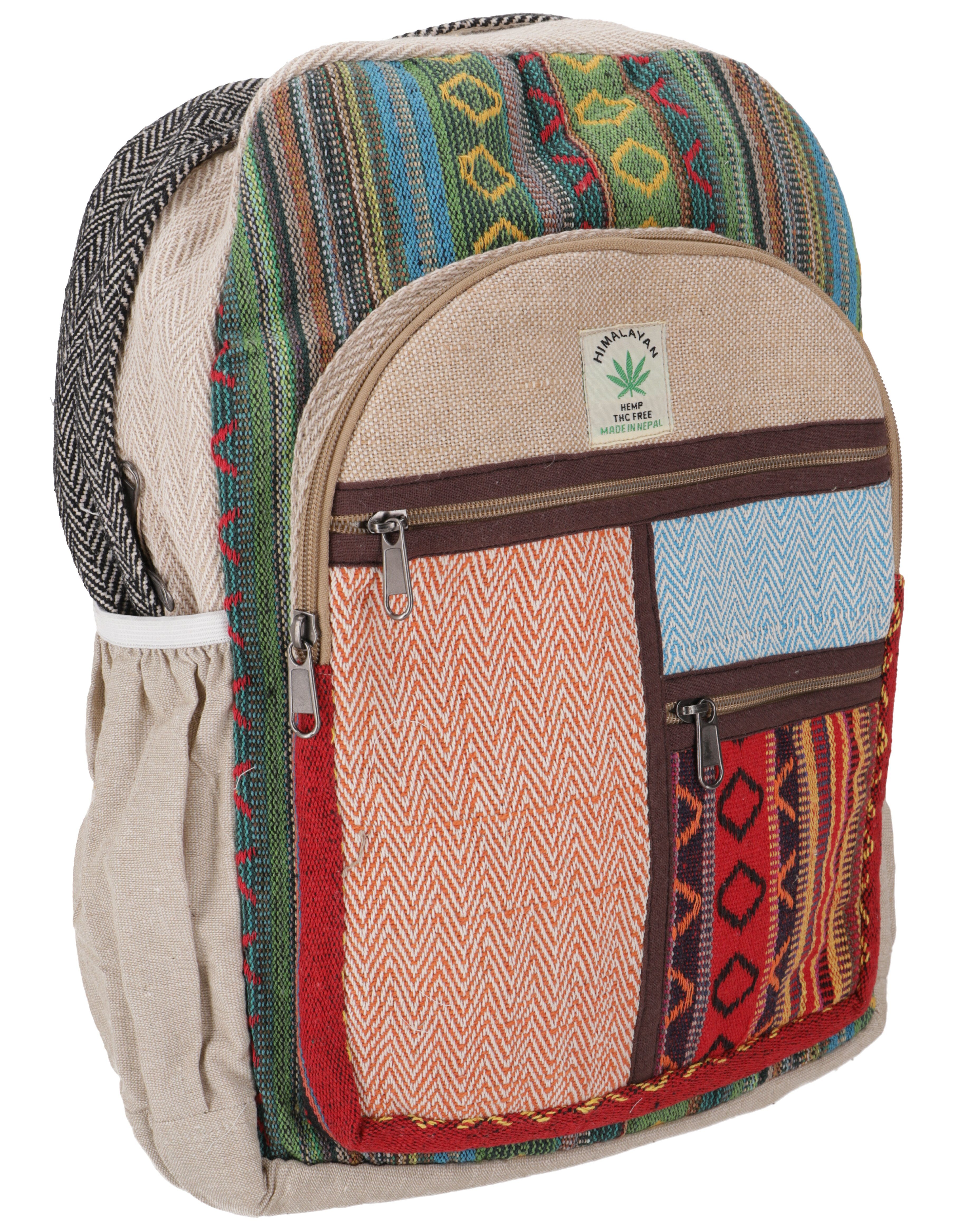 Guru-Shop Freizeitrucksack Ethno Hanf Rucksack - bunt